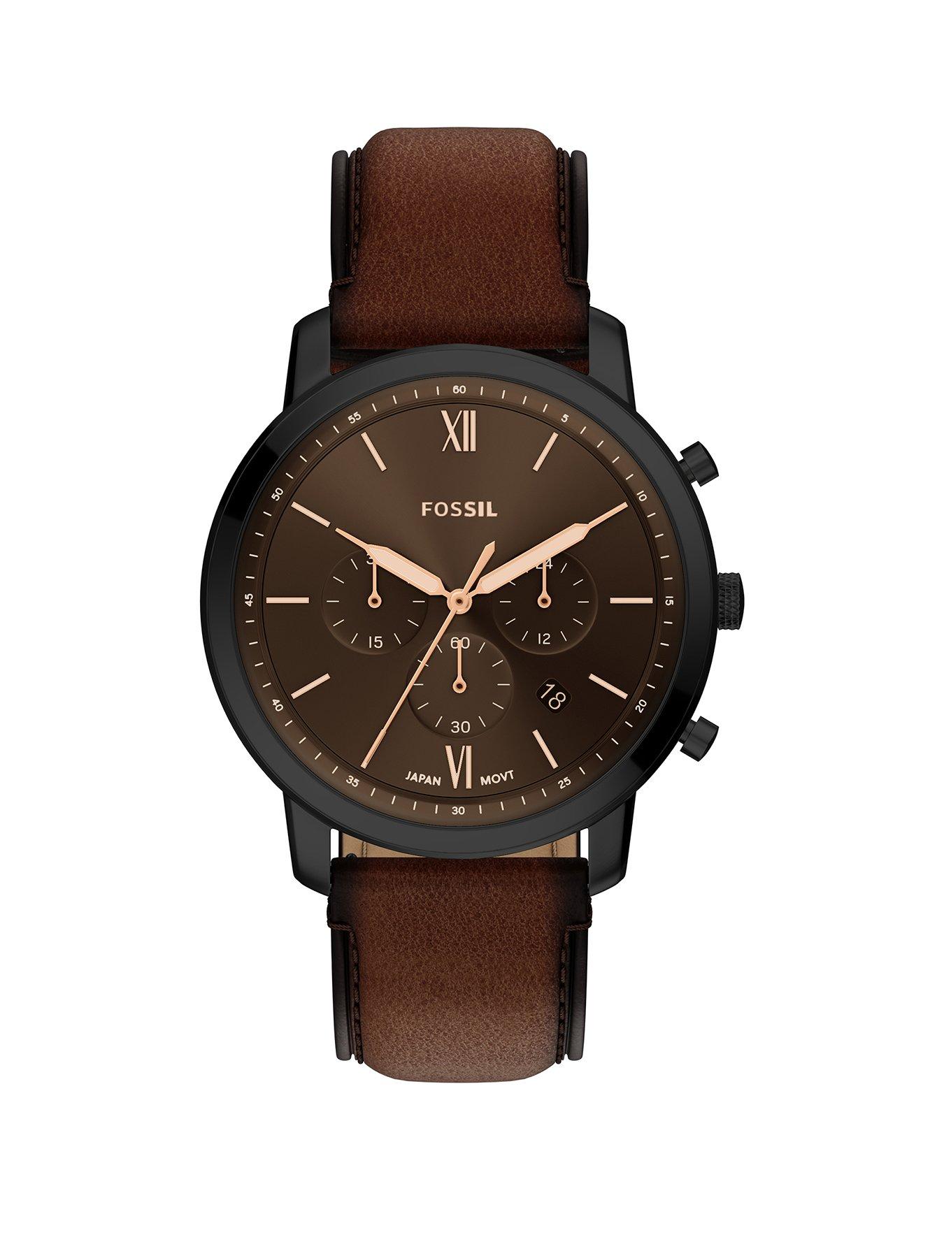 Fossil Mens Neutra Chronograph Brown Leather Watch, FS6163