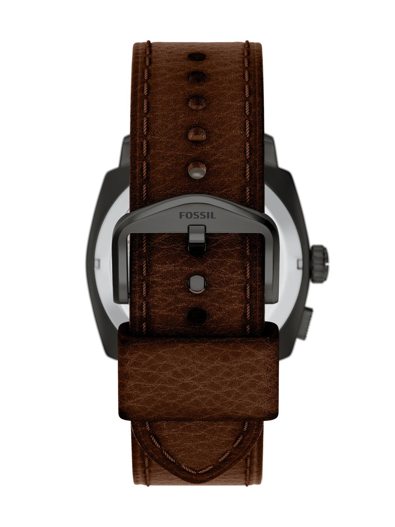 Image 2 of 7 of Fossil Mens Machine Big Tic Brown Leather Watch, FS6165