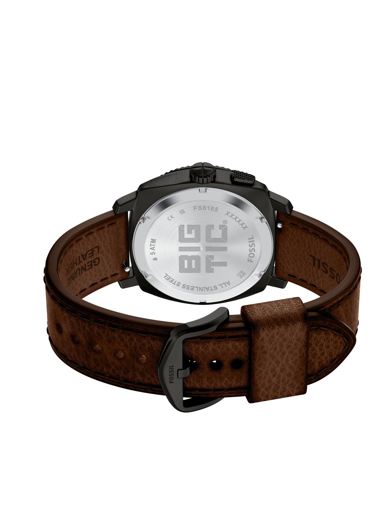 Image 5 of 7 of Fossil Mens Machine Big Tic Brown Leather Watch, FS6165