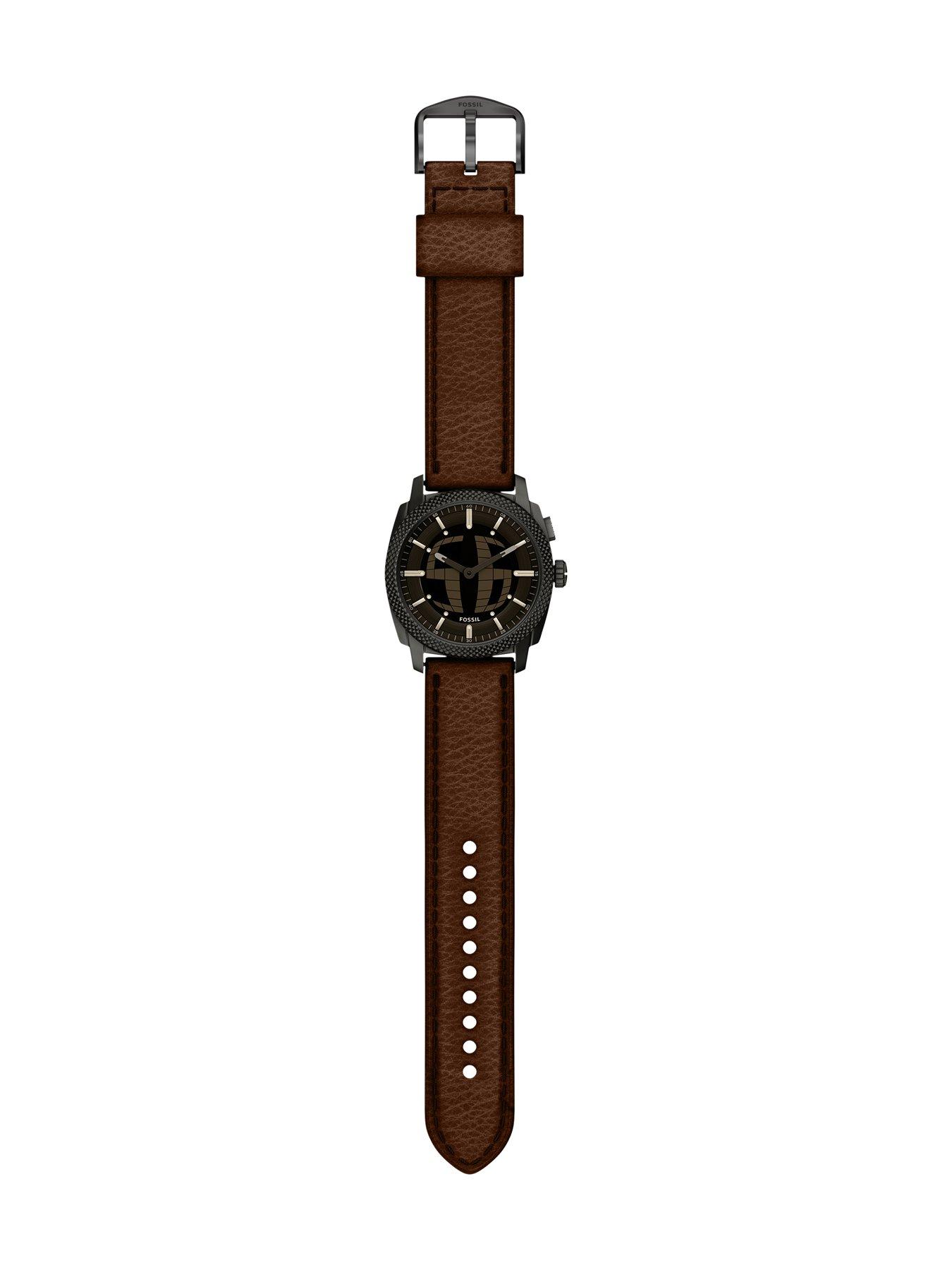 Image 7 of 7 of Fossil Mens Machine Big Tic Brown Leather Watch, FS6165
