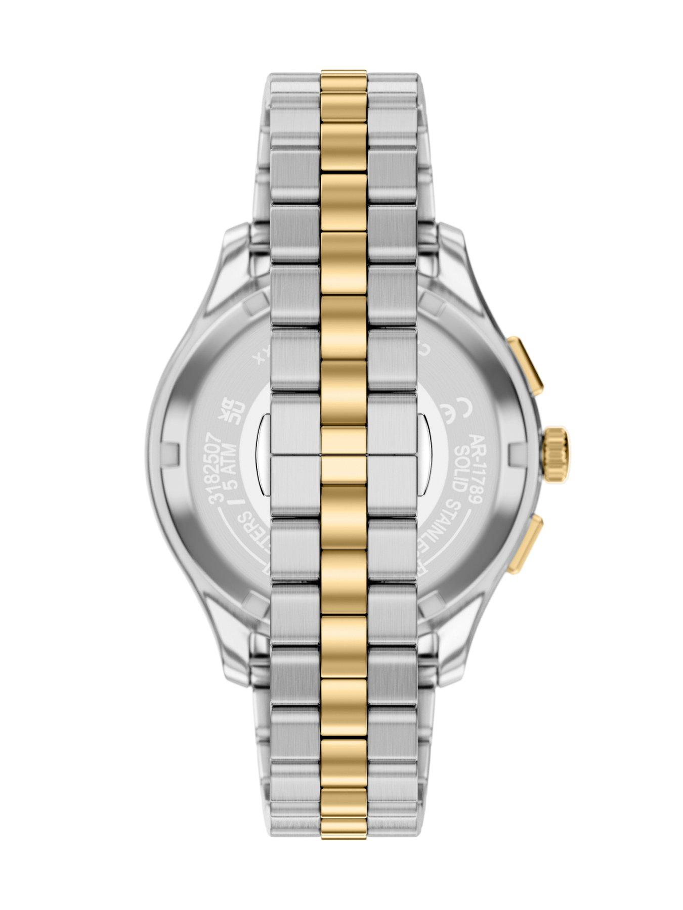 Image 6 of 7 of Emporio Armani Mens Chronograph two-Tone Stainless Steel Watch and Bracelet Set, AR80084SET