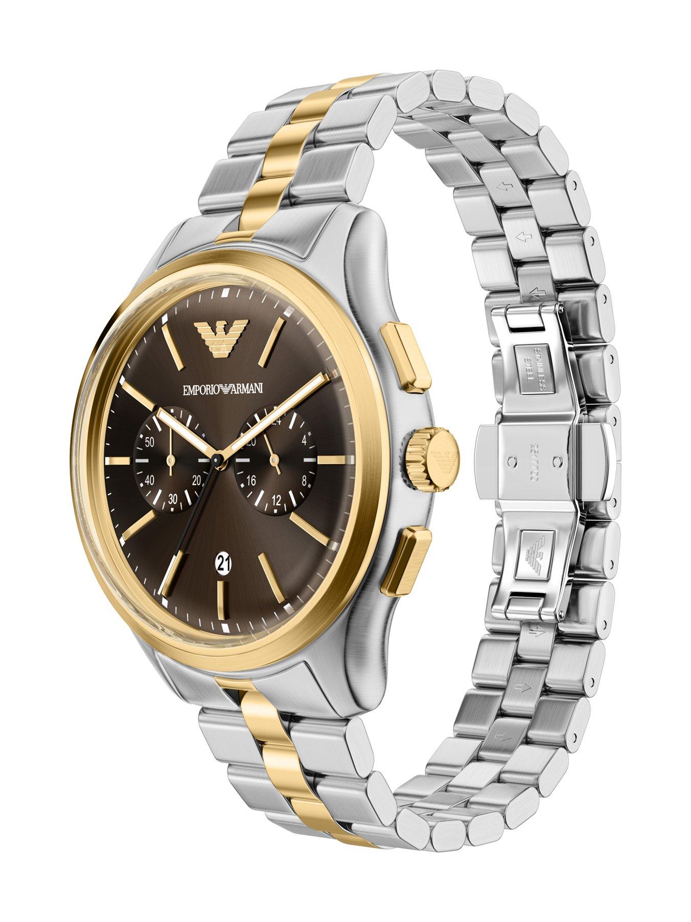 Image 7 of 7 of Emporio Armani Mens Chronograph two-Tone Stainless Steel Watch and Bracelet Set, AR80084SET
