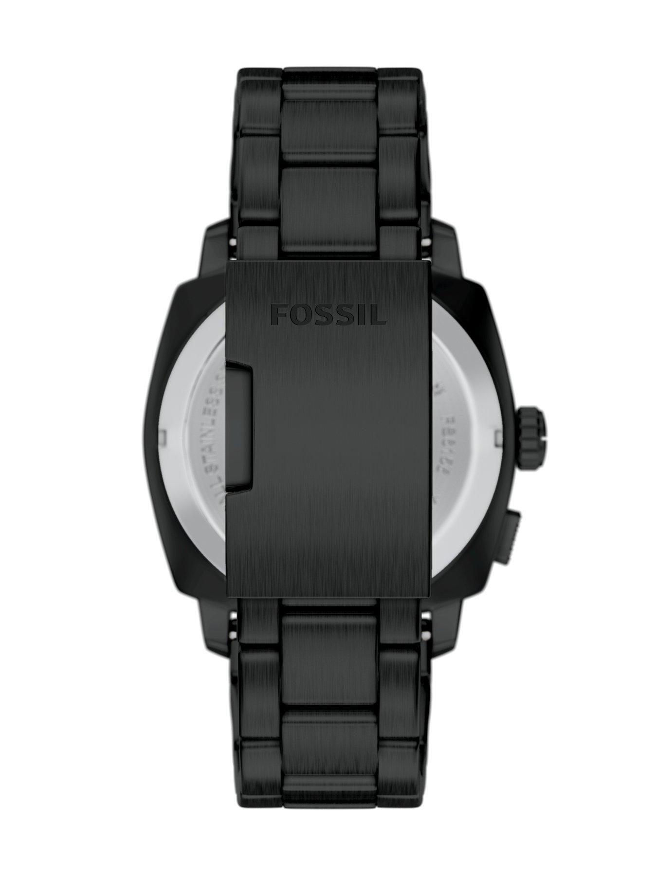 Fossil Mens Machine Big Tic Black Stainless Steel Watch, FS6156 | Very
