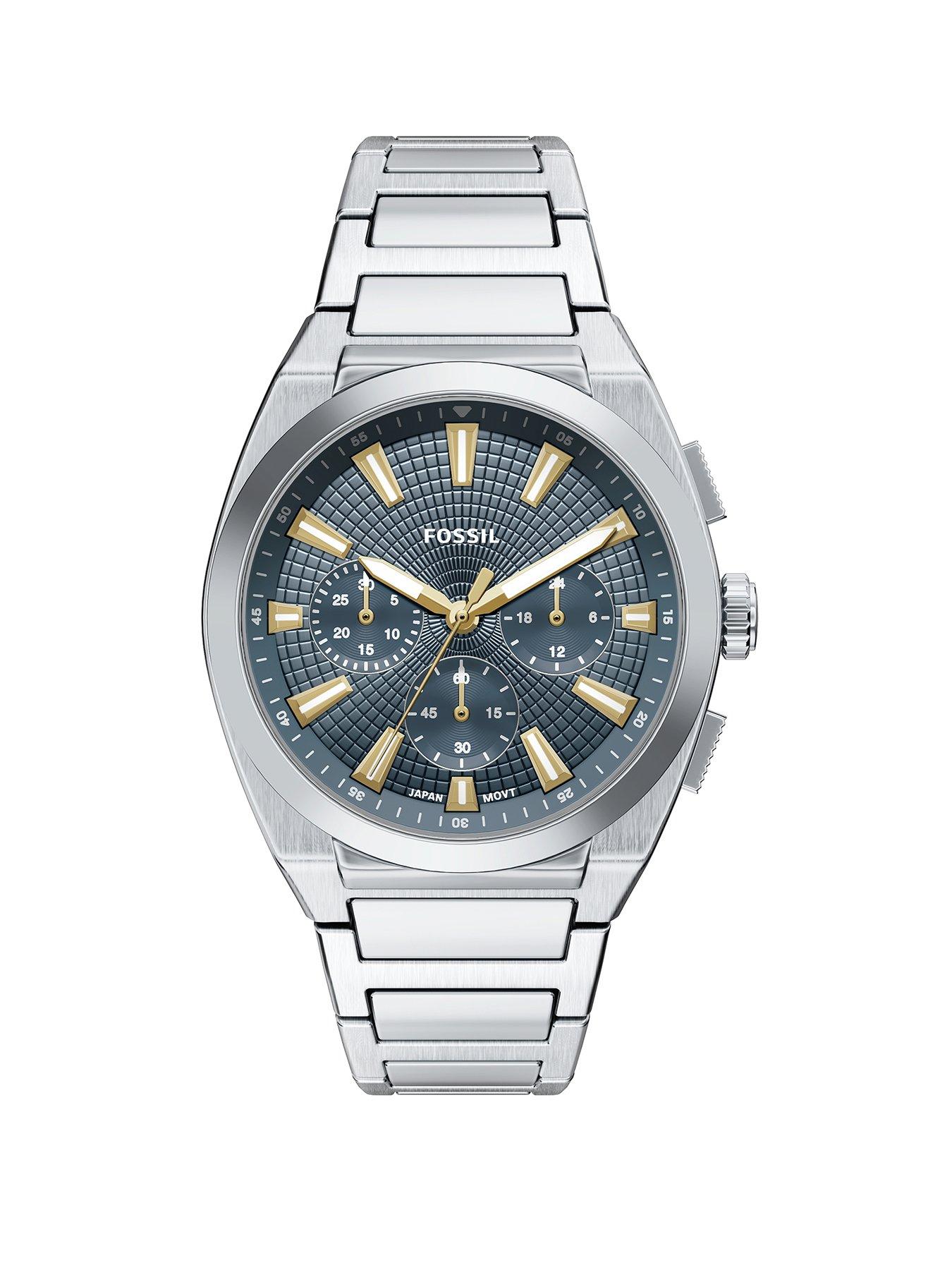 Fossil Mens Everett Chronograph Stainless Steel Watch, FS6154