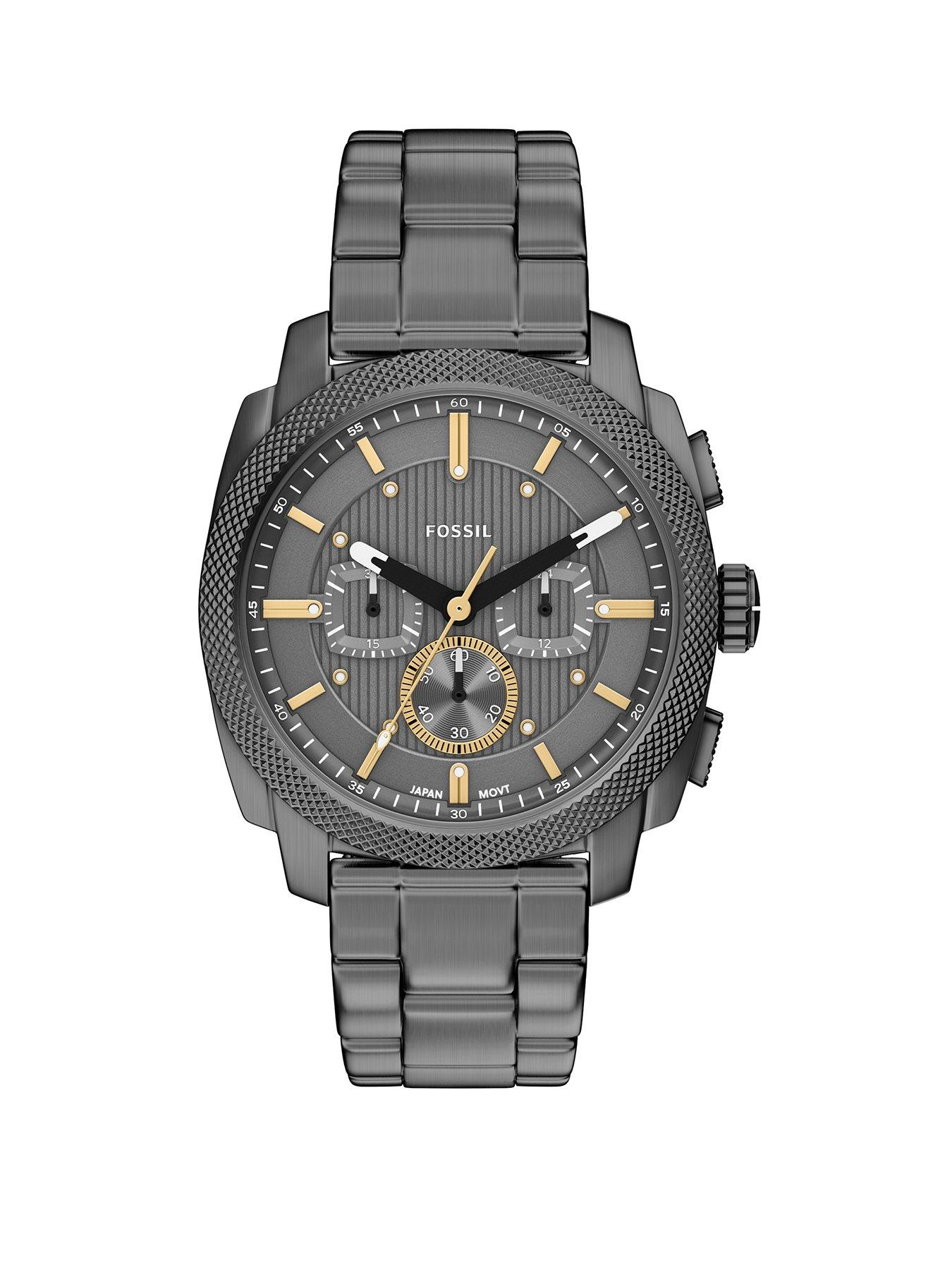 Fossil Mens Machine Chronograph Smoke Stainless Steel Watch, FS6160