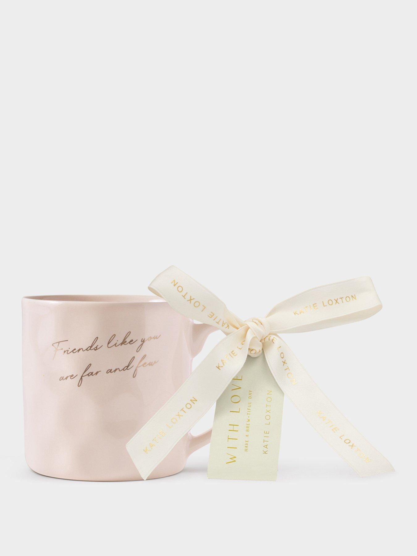 Katie Loxton GIFT TAG MUG | FRIENDS LIKE YOU ARE FAR AND FEW | Light Pink | 9.7cm x 9.8cm x 8cm