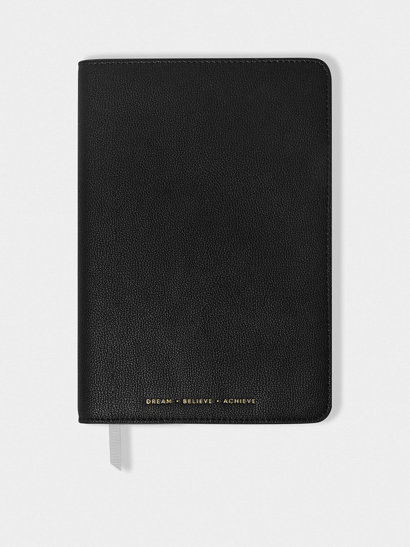 Katie Loxton NOTEBOOK COVER AND A5 LINED NOTEPAD , DREAM BELIEVE ACHIEVE , Black , 22.2cm x 15.9cm x 1.5cm