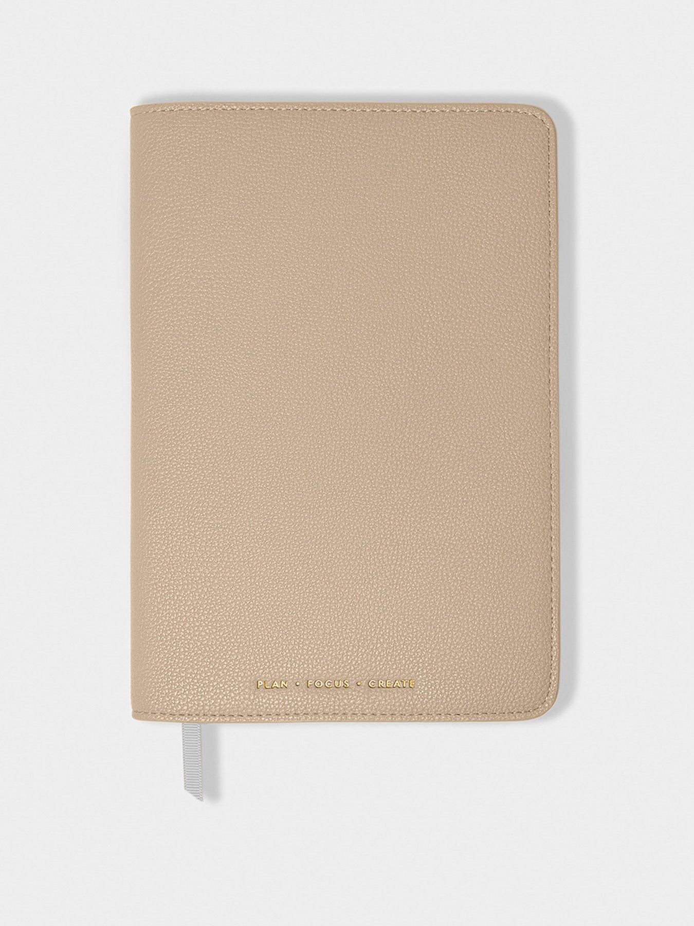 Katie Loxton NOTEBOOK COVER AND A5 LINED NOTEPAD , PLAN FOCUS CREATE , Light Taupe , 22.2cm x 15.9cm x 1.5cm