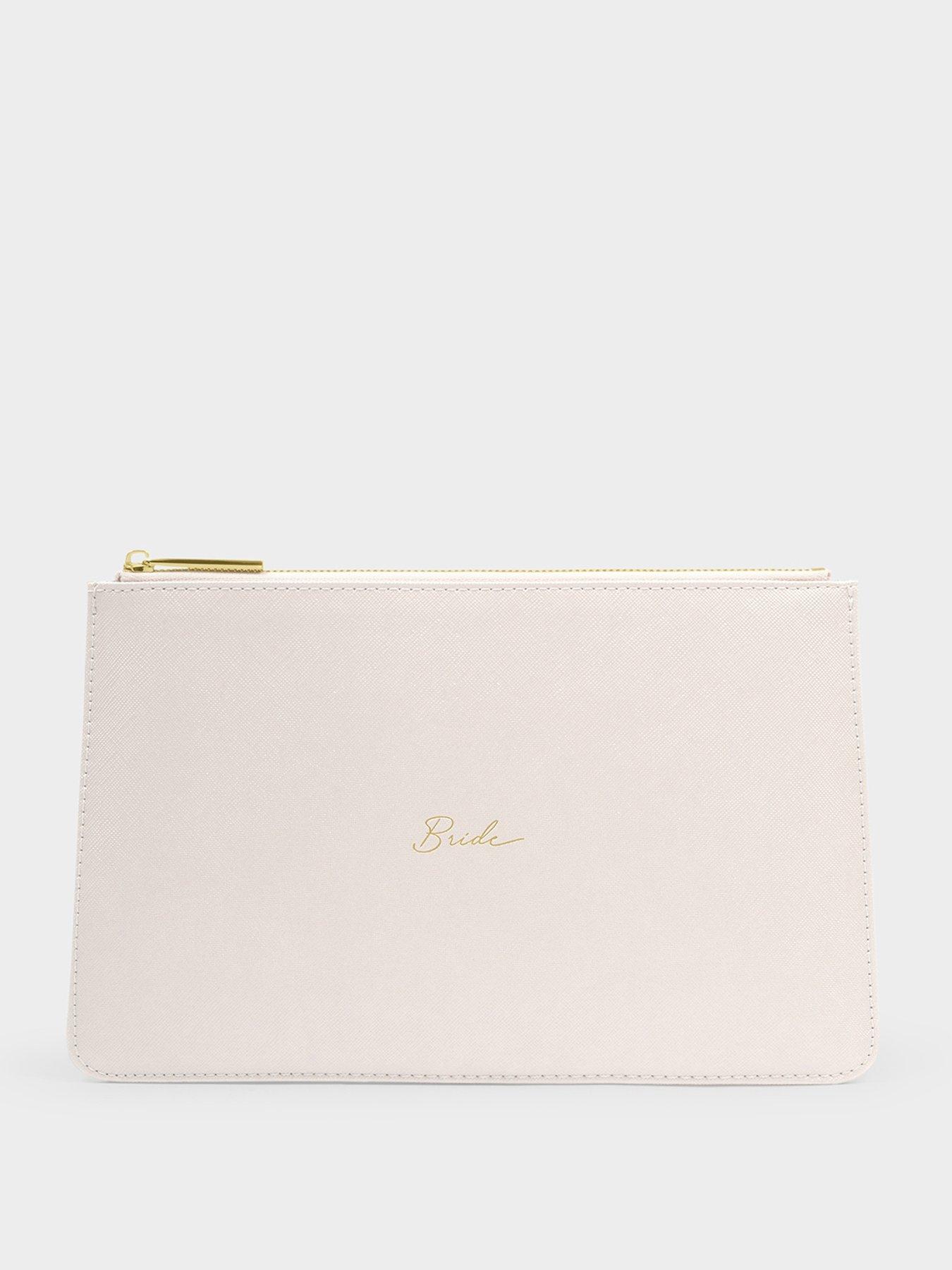 Katie Loxton BRIDAL SENTIMENT POUCH , BRIDE , Pearlescent White , 16cm x 26cm x 1cm