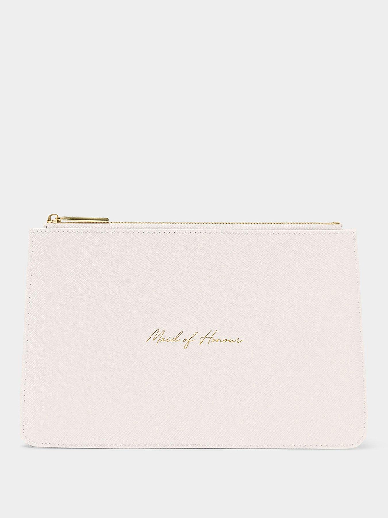 Katie Loxton BRIDAL SENTIMENT POUCH , MAID OF HONOUR , Pearlescent White , 16cm x 26cm x 1cm