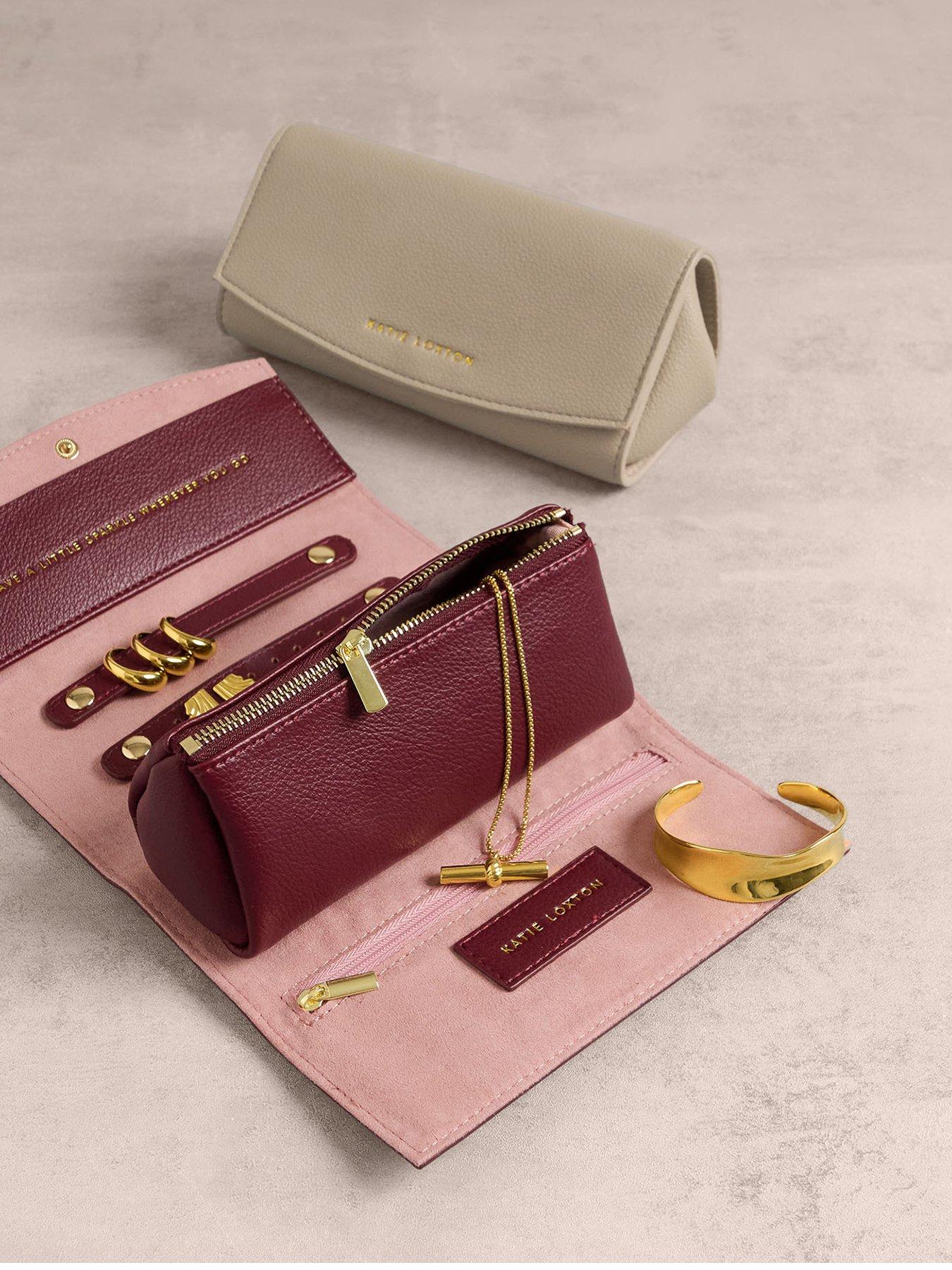 Katie Loxton TRAVEL JEWELLERY AND ACCESSORIES ORGANISER , LEAVE A LITTLE SPARKLE , Cherry , 8cm x 18cm x 8cm