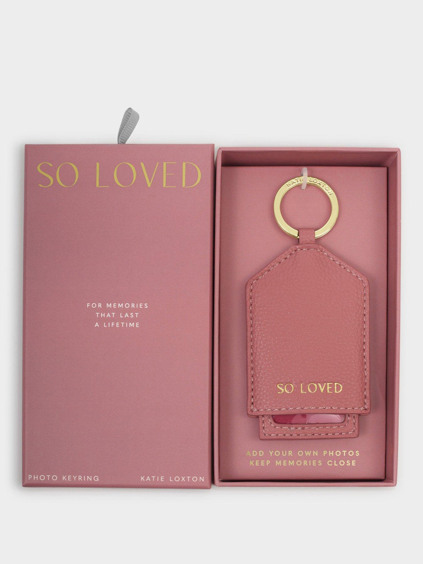 Katie Loxton HIDDEN PHOTO KEYRING , SO LOVED , Raspberry Pink , 7.5cm x 5.5cm