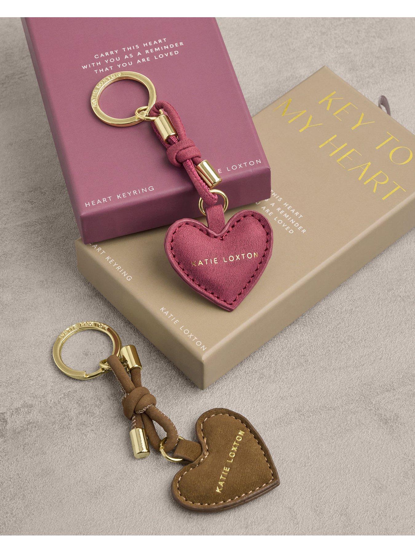 Image 2 of 5 of Katie Loxton KEY TO MY HEART GIFT BOXED KEYRING , Raspberry Pink Suedette , 7cm x 0.7cm