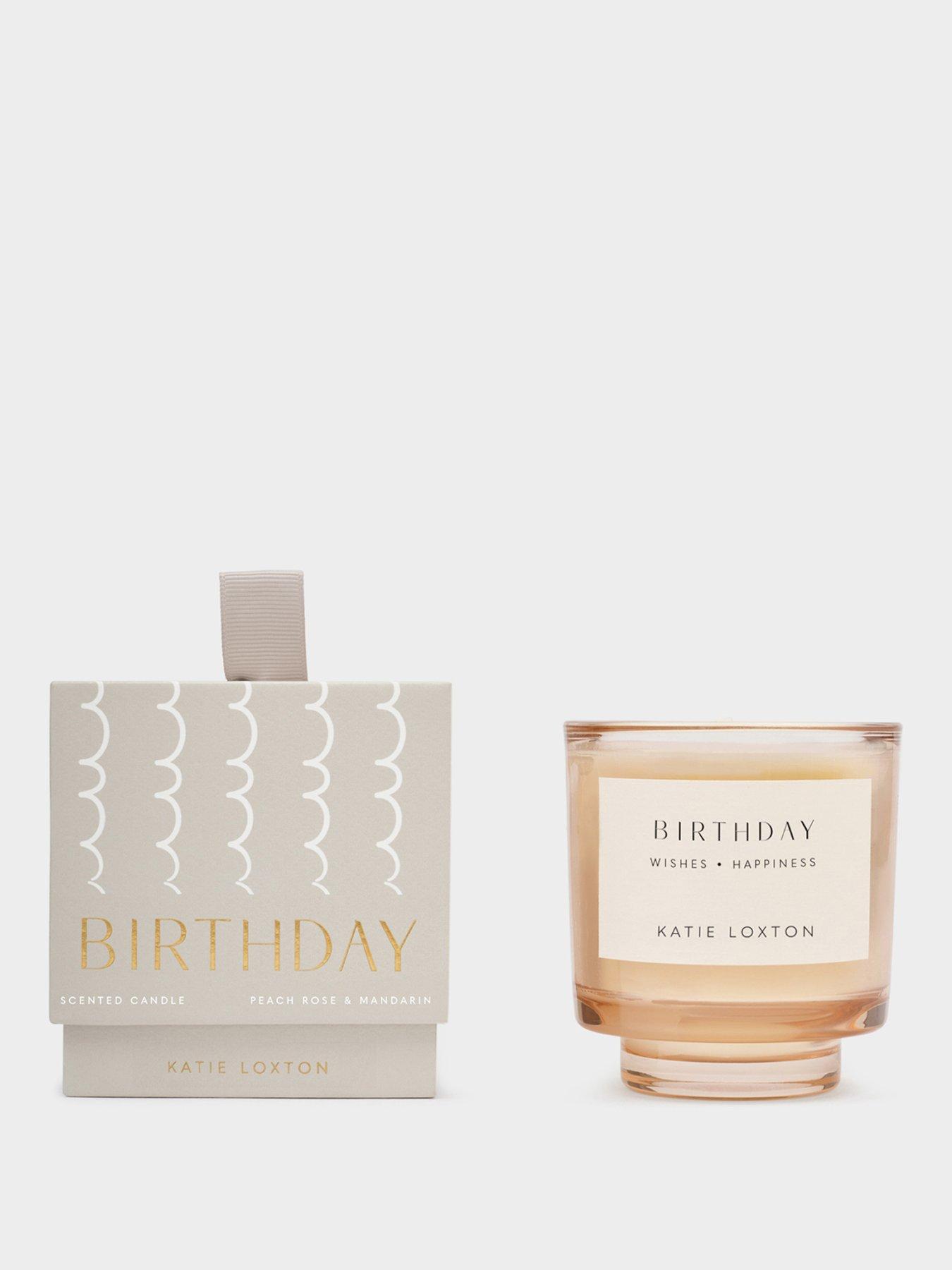 Katie Loxton SENTIMENT CANDLE | BIRTHDAY | Peach Rose and Sweet Mandarin | 8.5cm x 7.5cm x 5.1cm