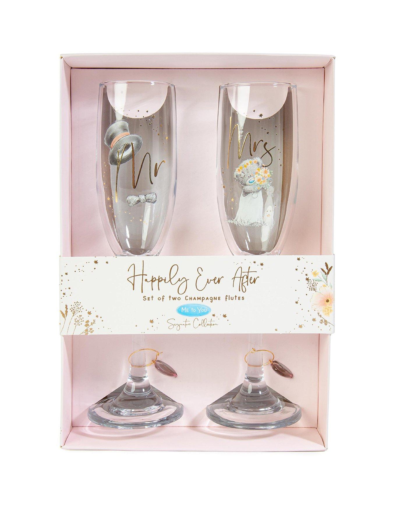 Image 1 of 7 of Me To You Mr and Mrs Champagne Flute Set Wedding Gift