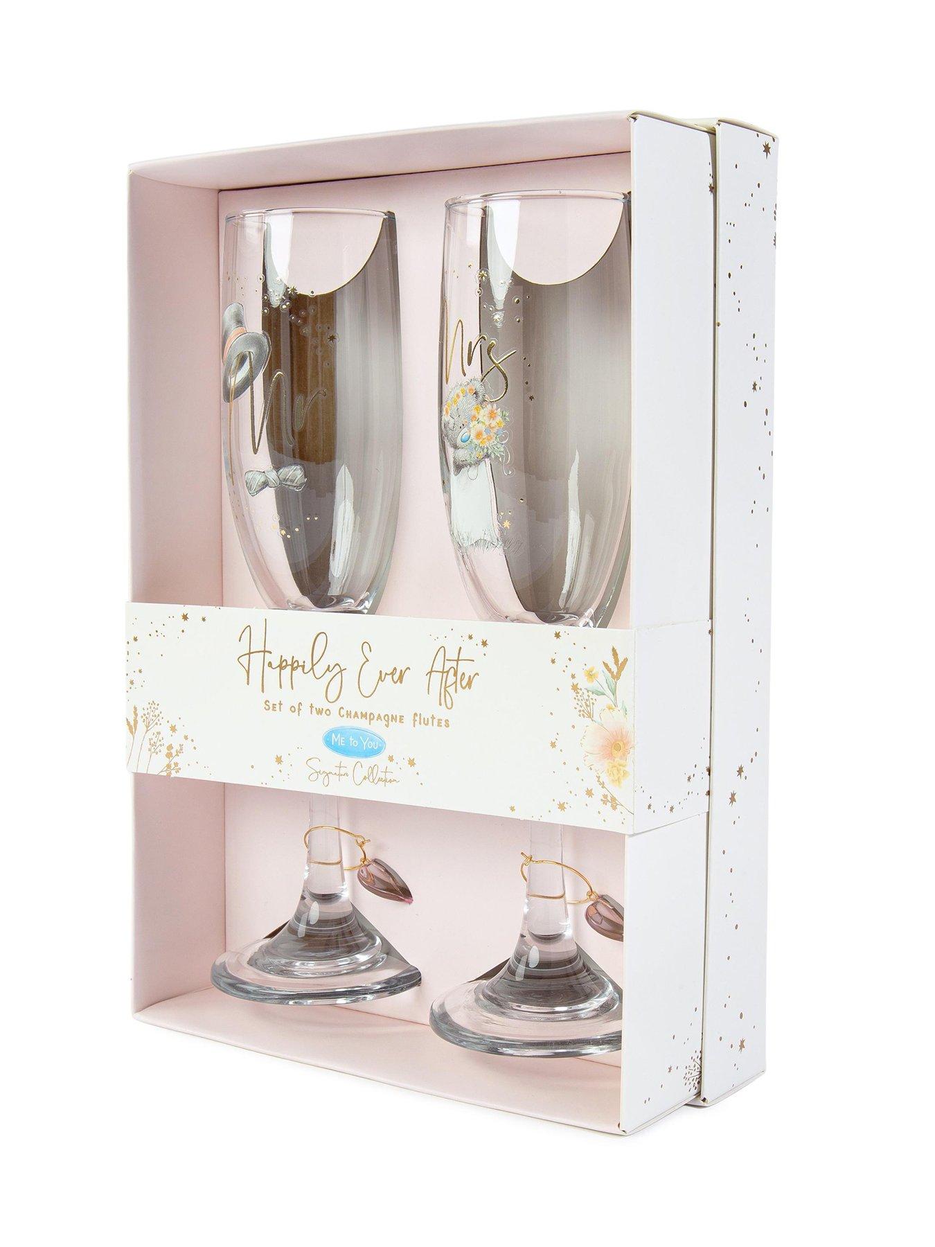 Image 2 of 7 of Me To You Mr and Mrs Champagne Flute Set Wedding Gift