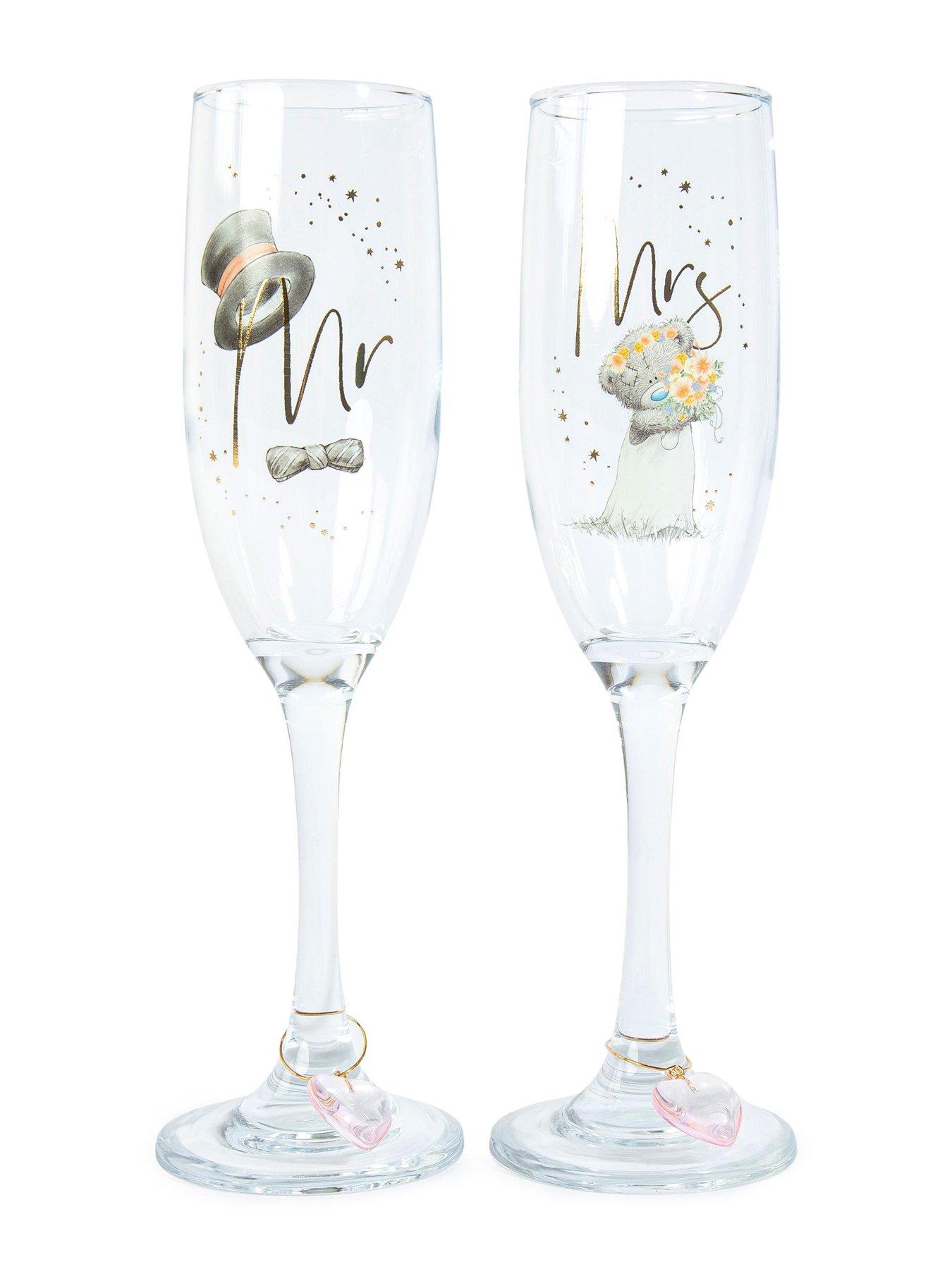 Image 3 of 7 of Me To You Mr and Mrs Champagne Flute Set Wedding Gift