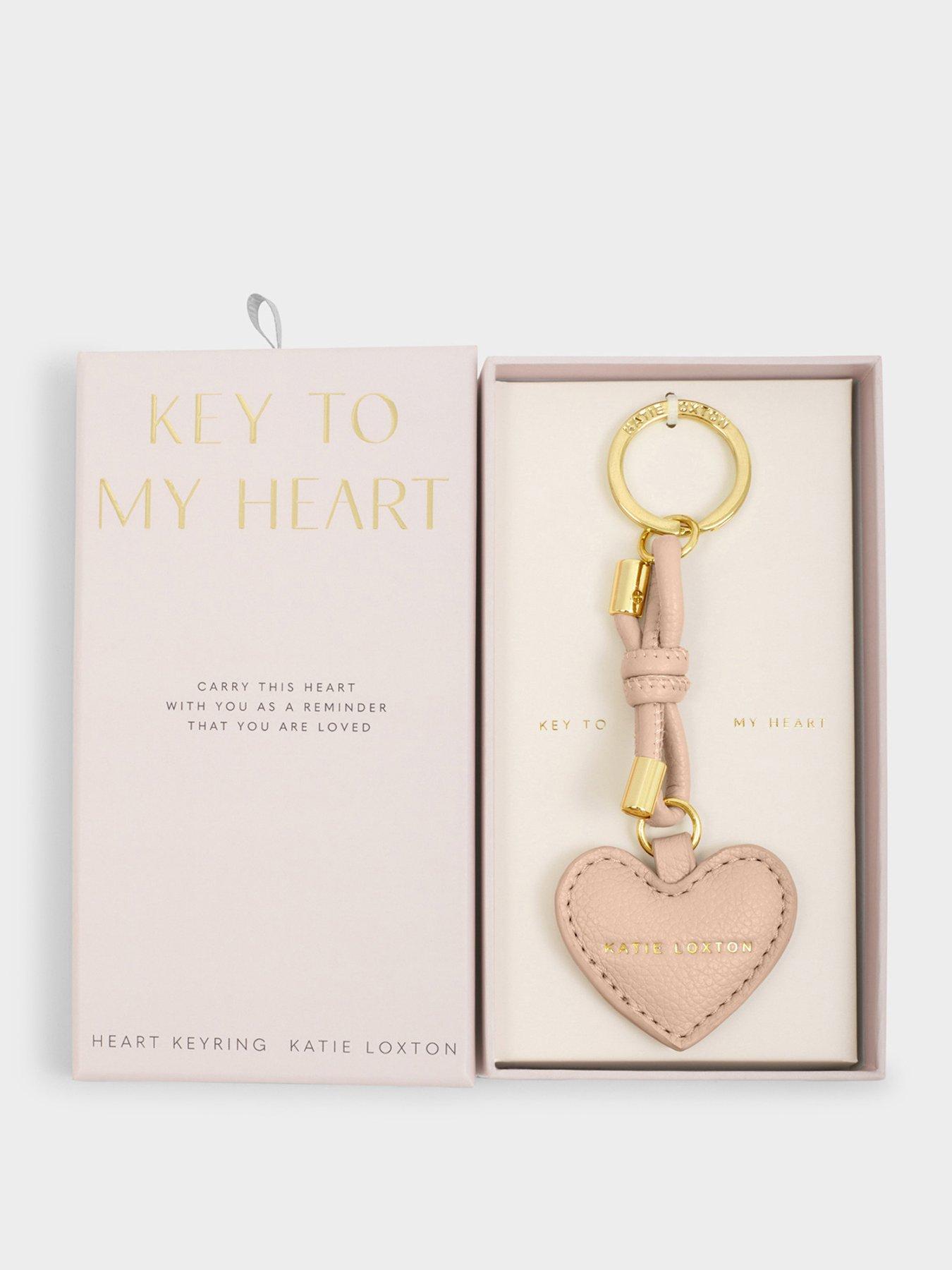 Katie Loxton KEY TO MY HEART GIFT BOXED KEYRING , Nude Pink , 7cm x 0.7cm