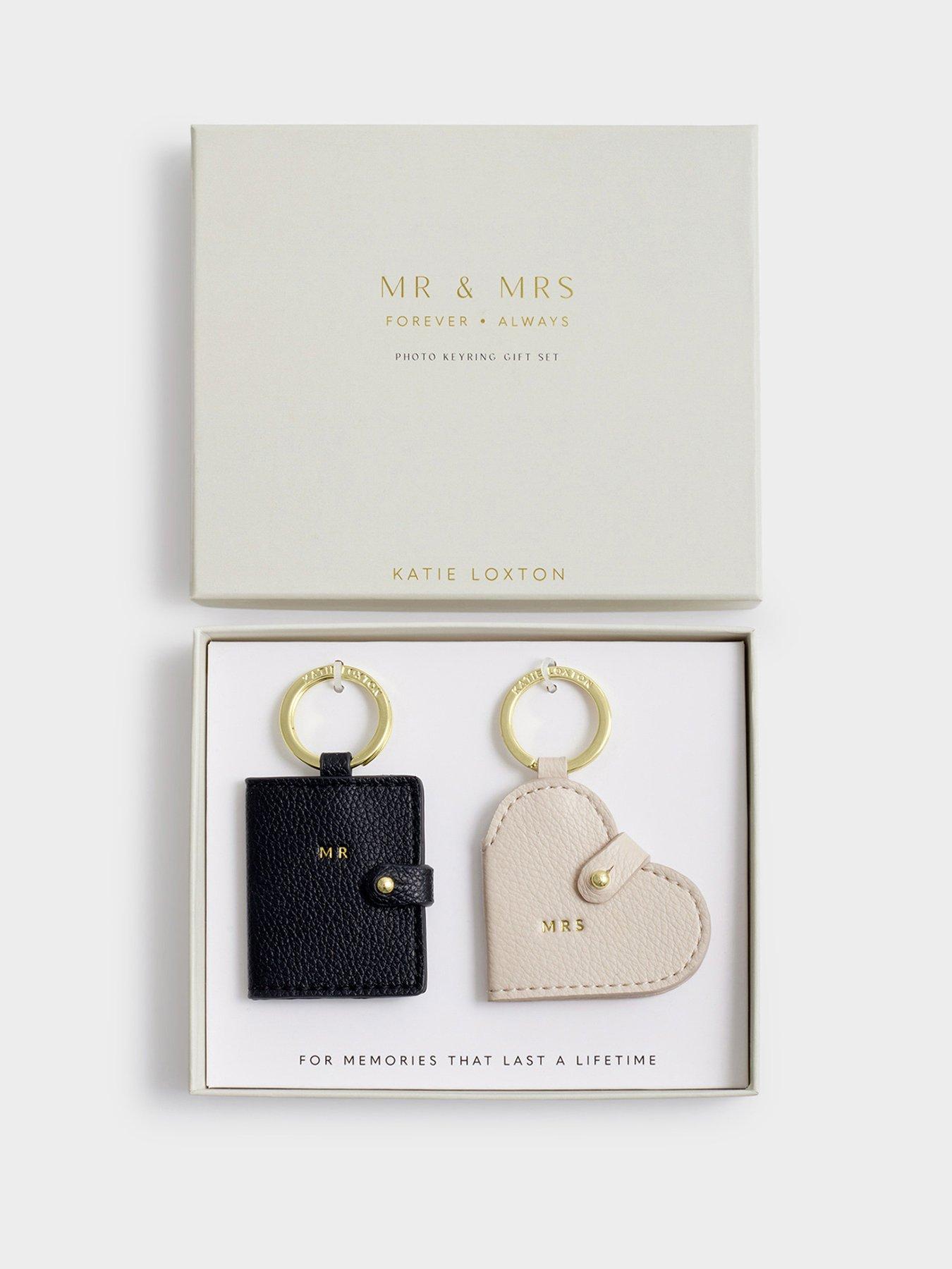 Katie Loxton MR  &  MRS PHOTO KEYRING SET | Black/ Off White | 12.8cm x 15.3cm x 2.5cm