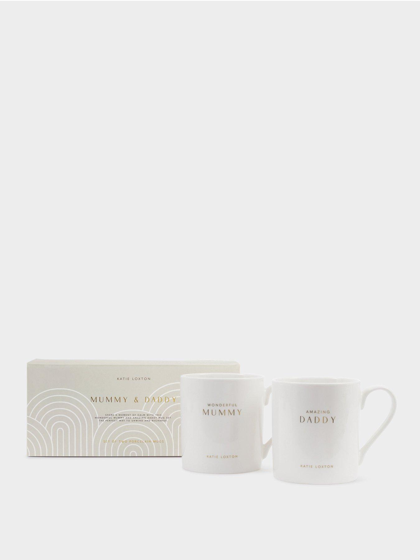 Katie Loxton MUMMY AND DADDY MUG SET , Classic Mug Shape in Ceramic