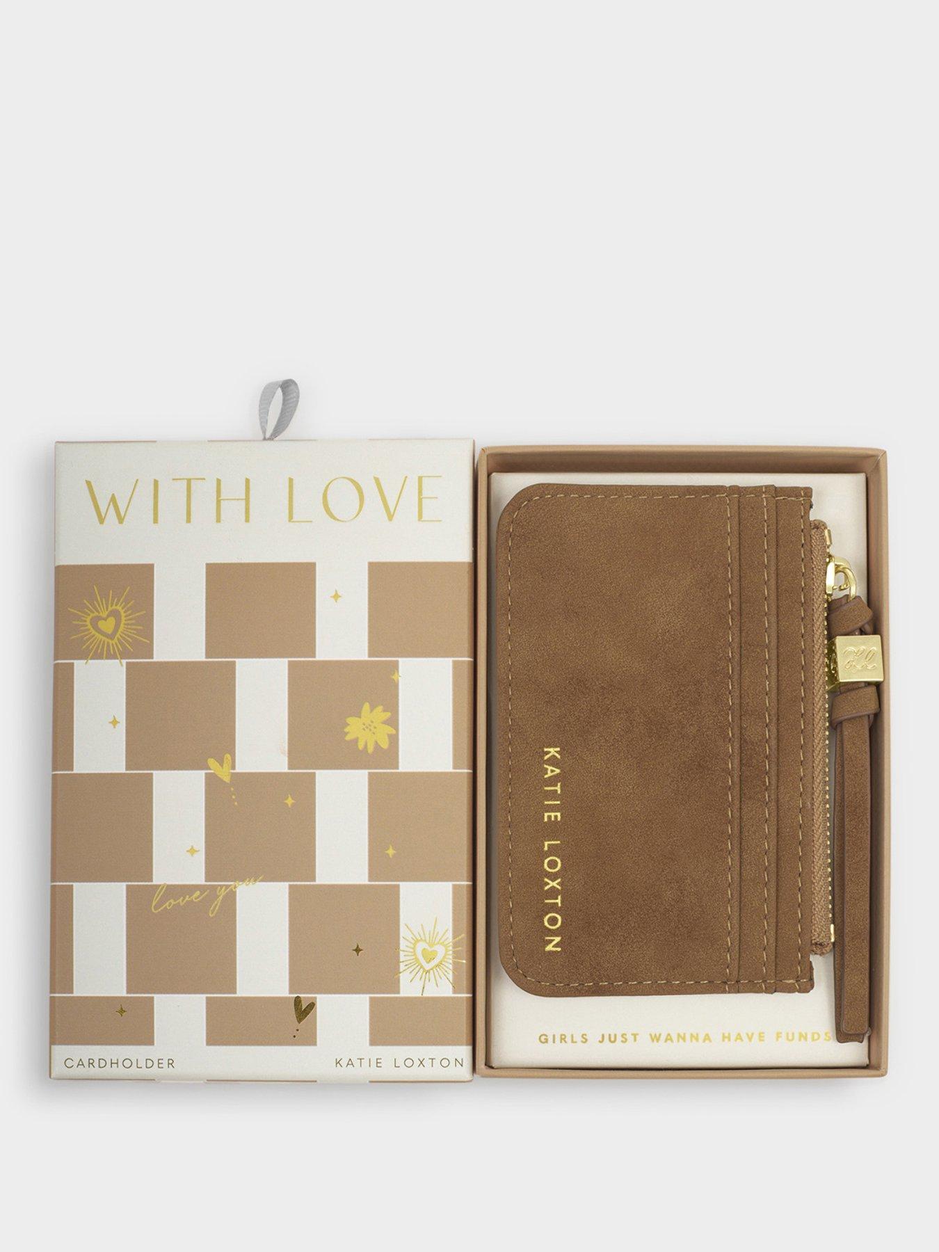 Katie Loxton GIFT BOXED COIN & CARDHOLDER  , Caramel Suedette , 8cm x 11.5cm