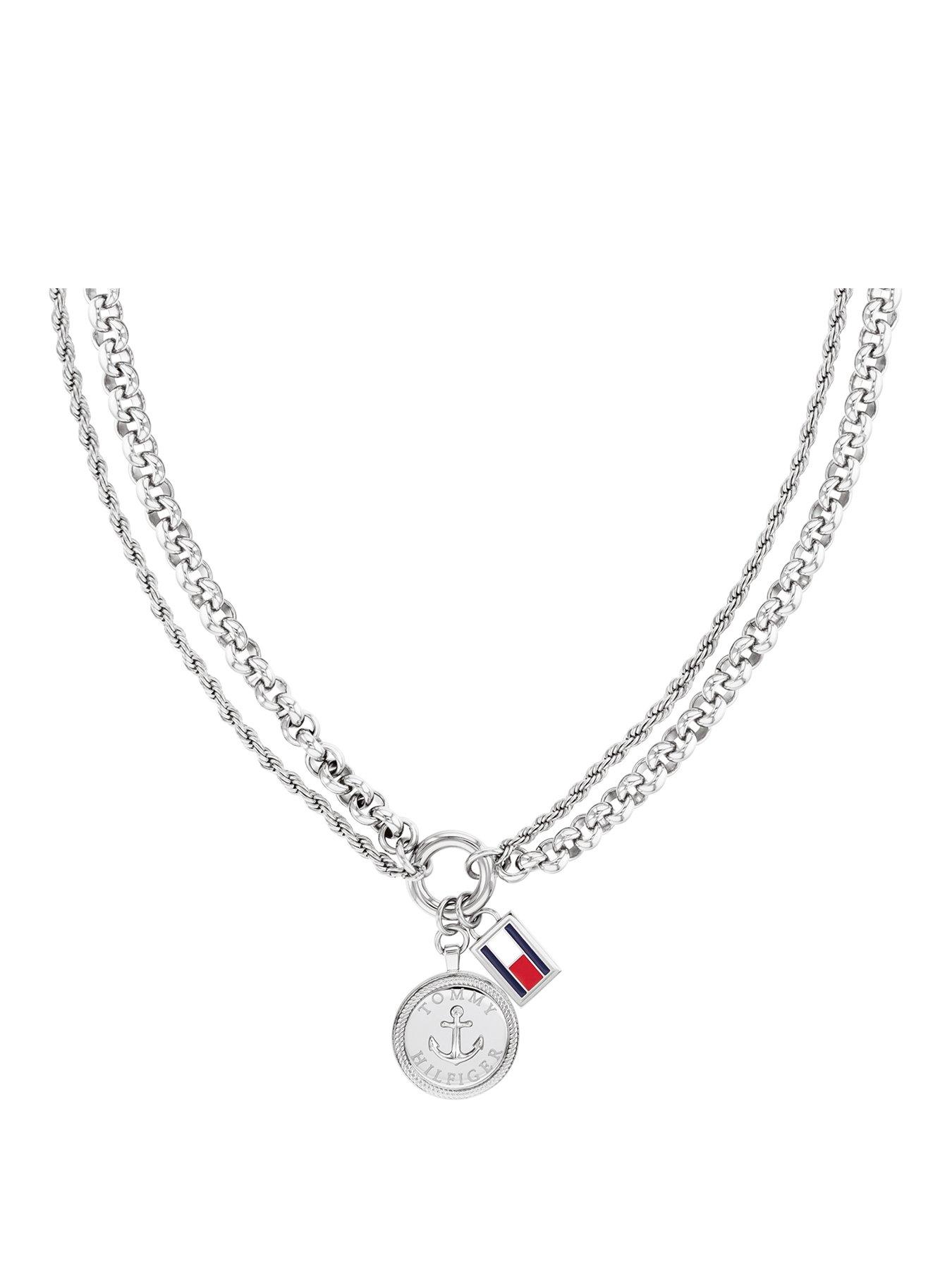 Tommy Hilfiger Womens Stainless Steel Nautical Charm  Necklace