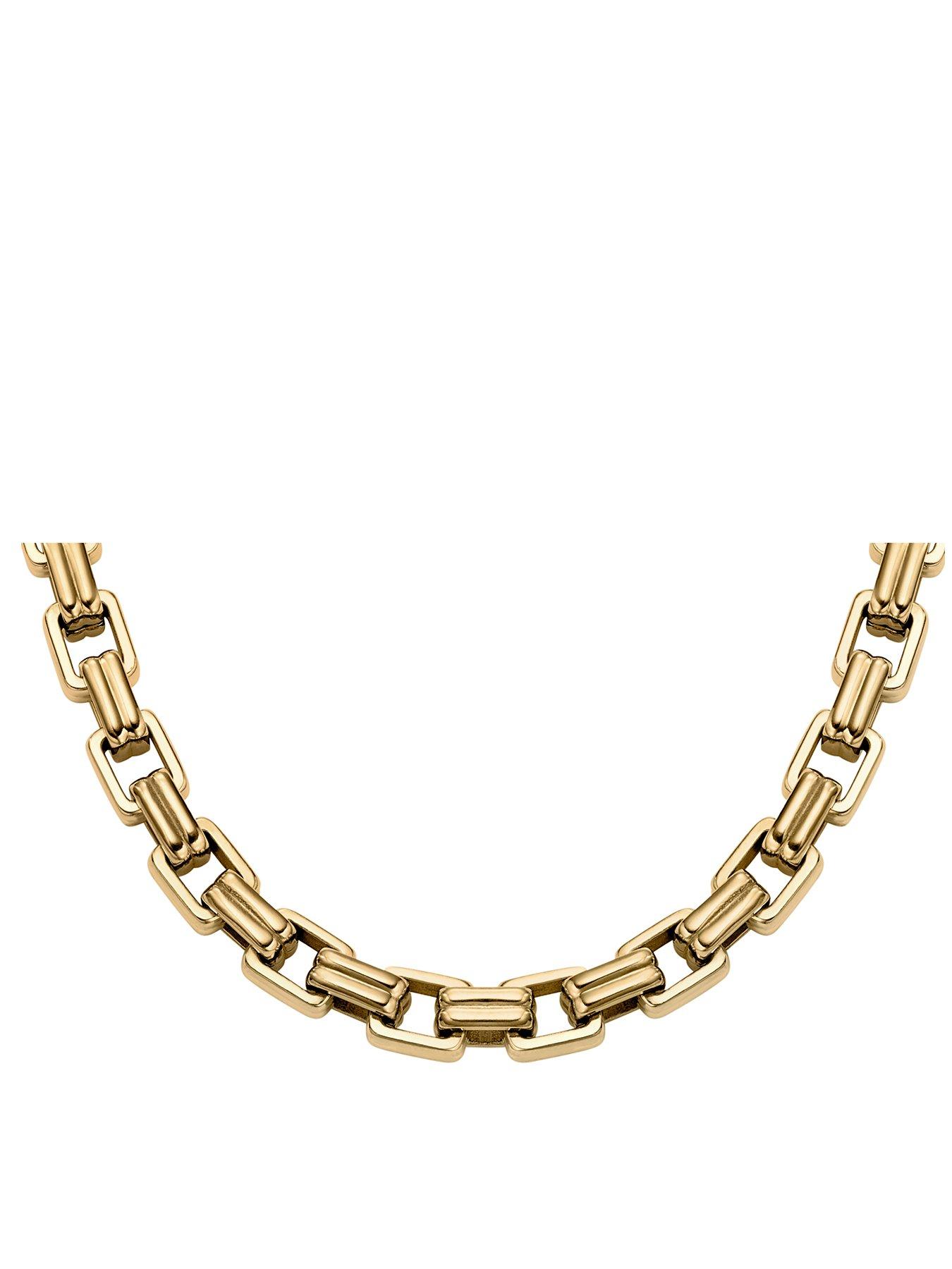 Fossil Fossil Womens Raquel Bold Chains Gold-Tone Stainless Steel Chain Necklace, JF04954710