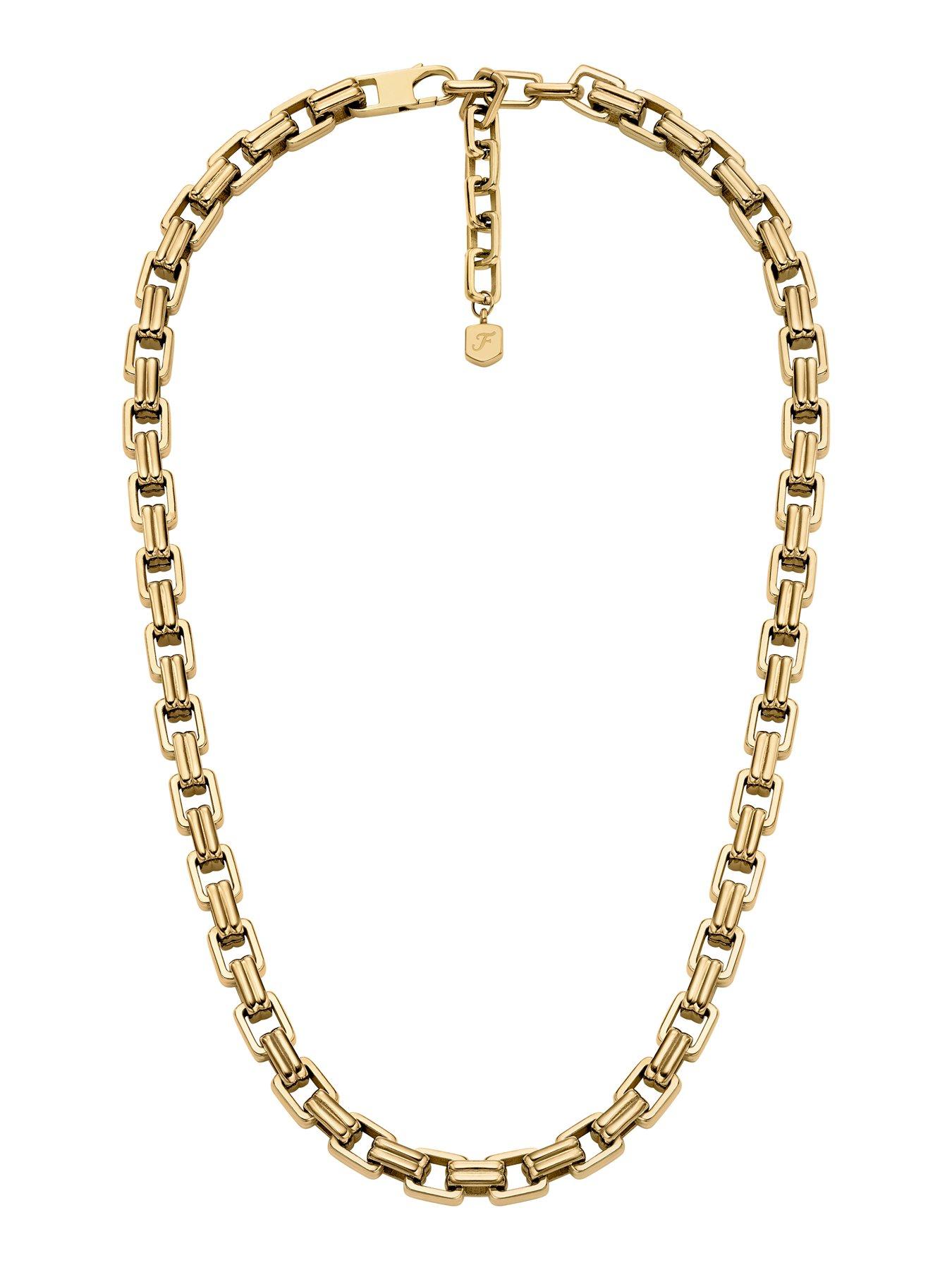 Image 3 of 5 of Fossil Womens Raquel Bold Chains Gold-Tone Stainless Steel Chain Necklace, JF04954710