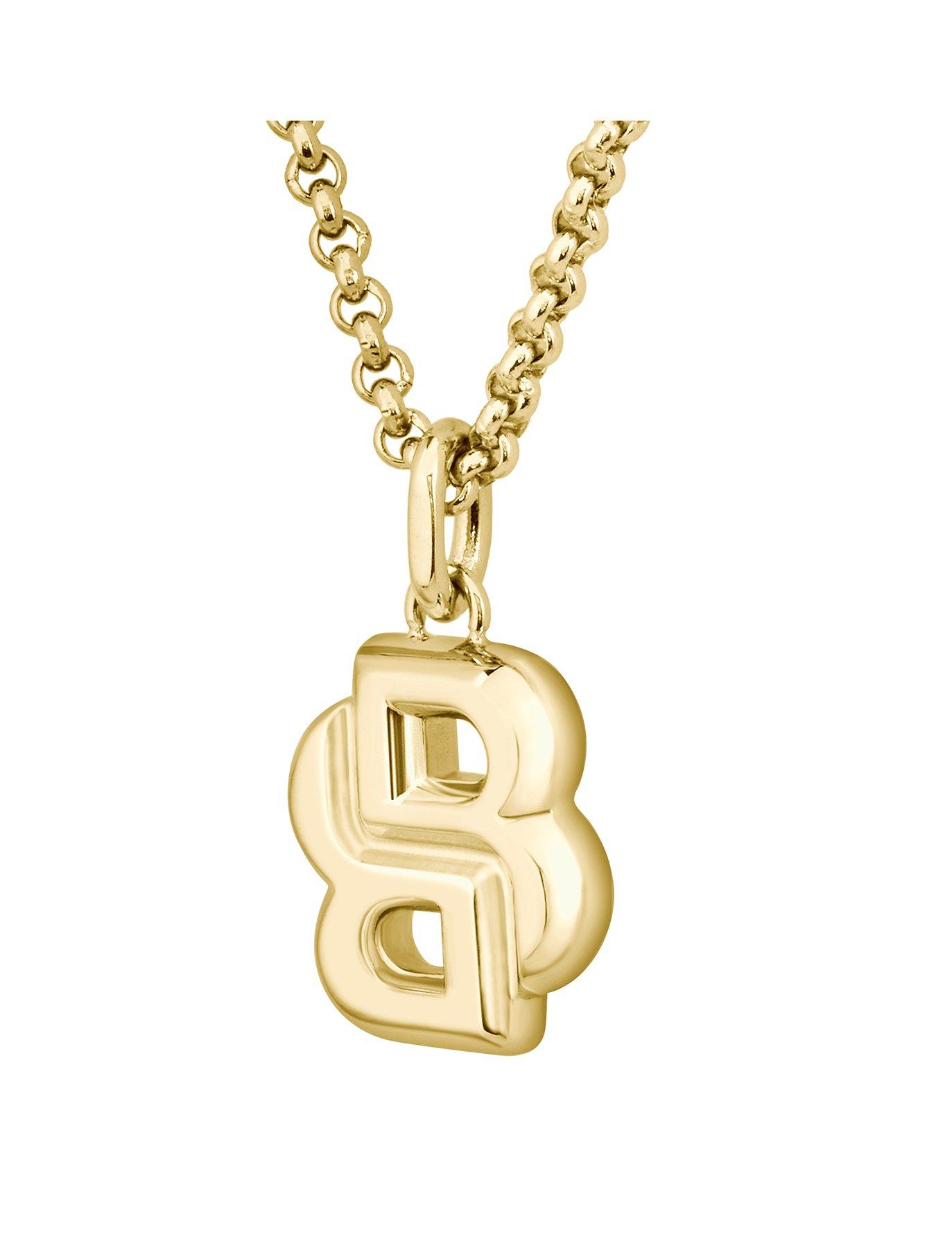BOSS Ladies BOSS Double B Petit Light Yellow Gold IP Necklace
