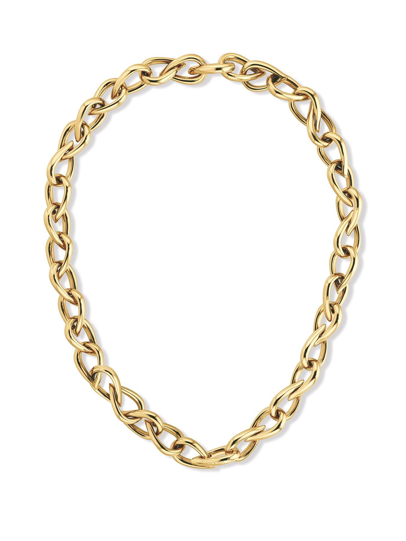 Calvin Klein Womens CK Sculptured Drops Gold Plated Necklace