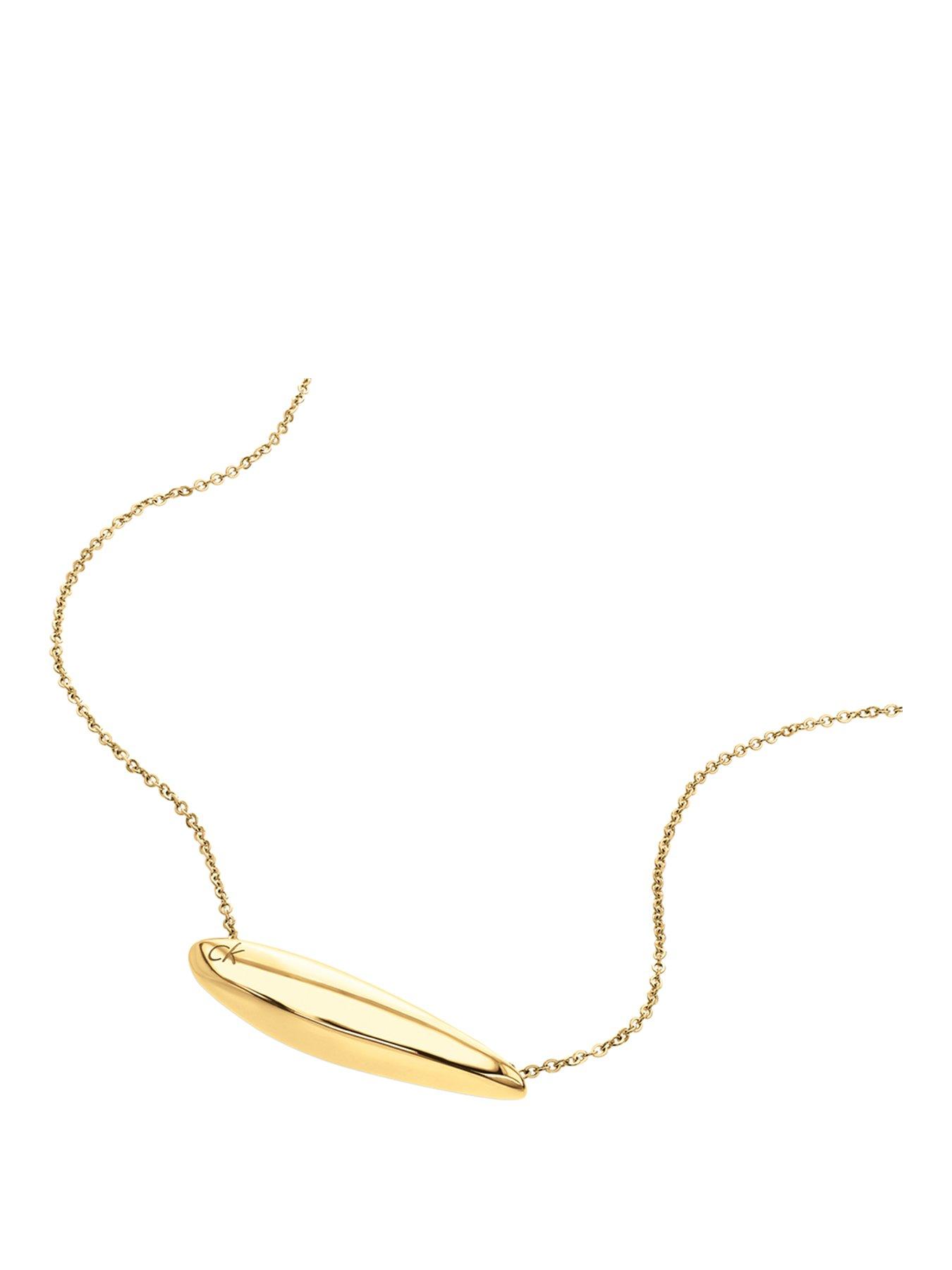Calvin Klein Womens CK Sculpted Gold Plated Necklace