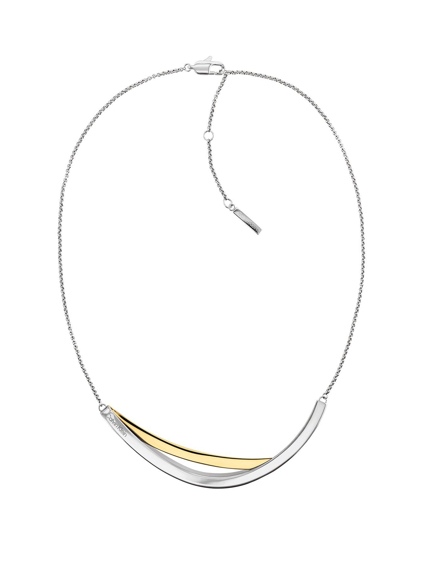 Calvin Klein Womens CK Elliptical Stainless Steel and Gold Plated Necklace