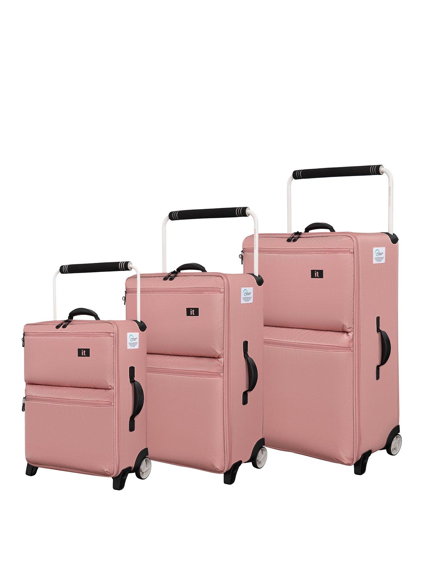 Image 1 of 7 of it Luggage Popstar Blush World's Lightest Wide Handle 3pc Suitcase Set