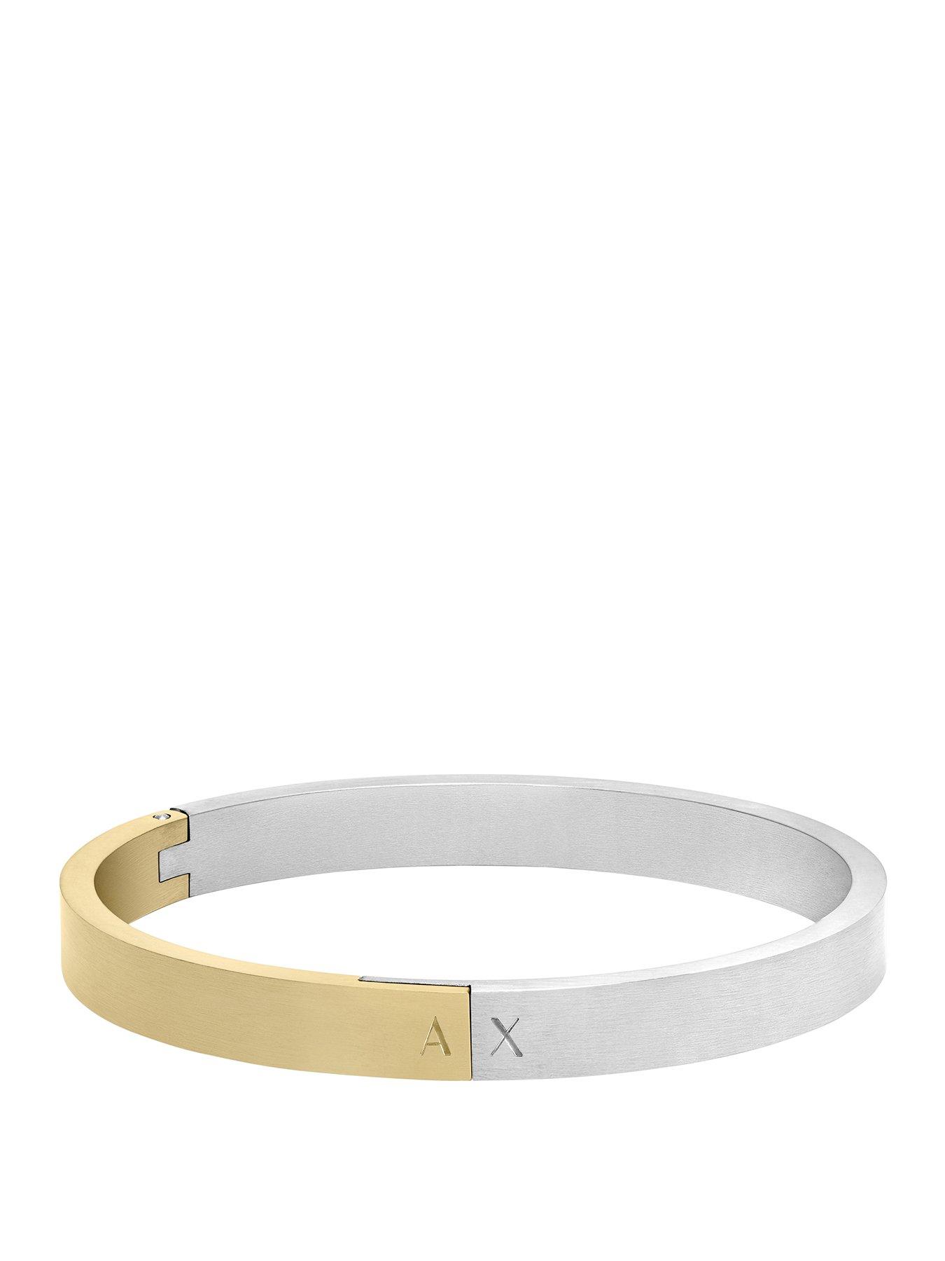 Armani Exchange Mens Stainless Steel Bangle Bracelet, AXG0172040