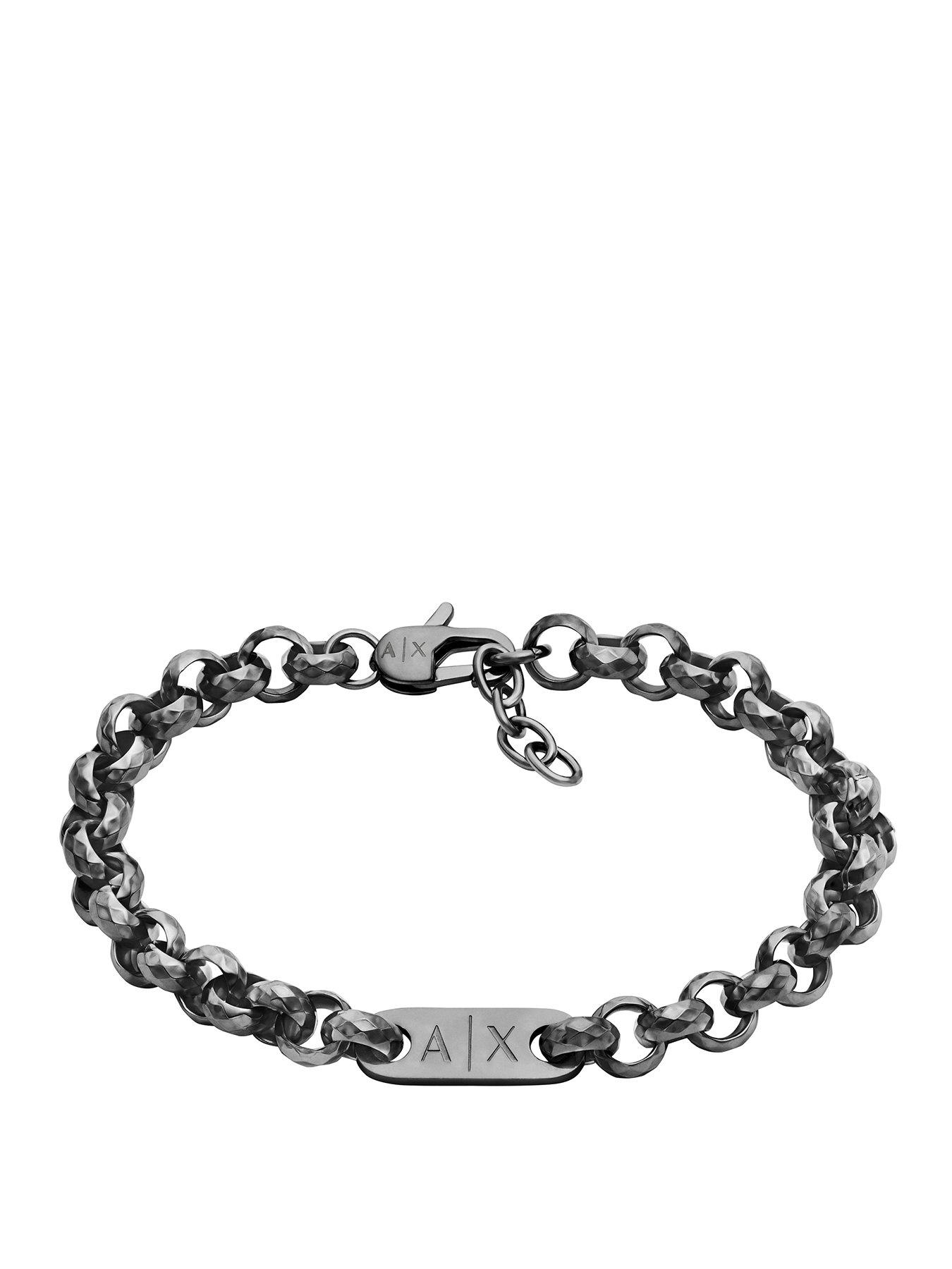 Armani Exchange Mens Stainless Steel Chain Bracelet, AXG0174040