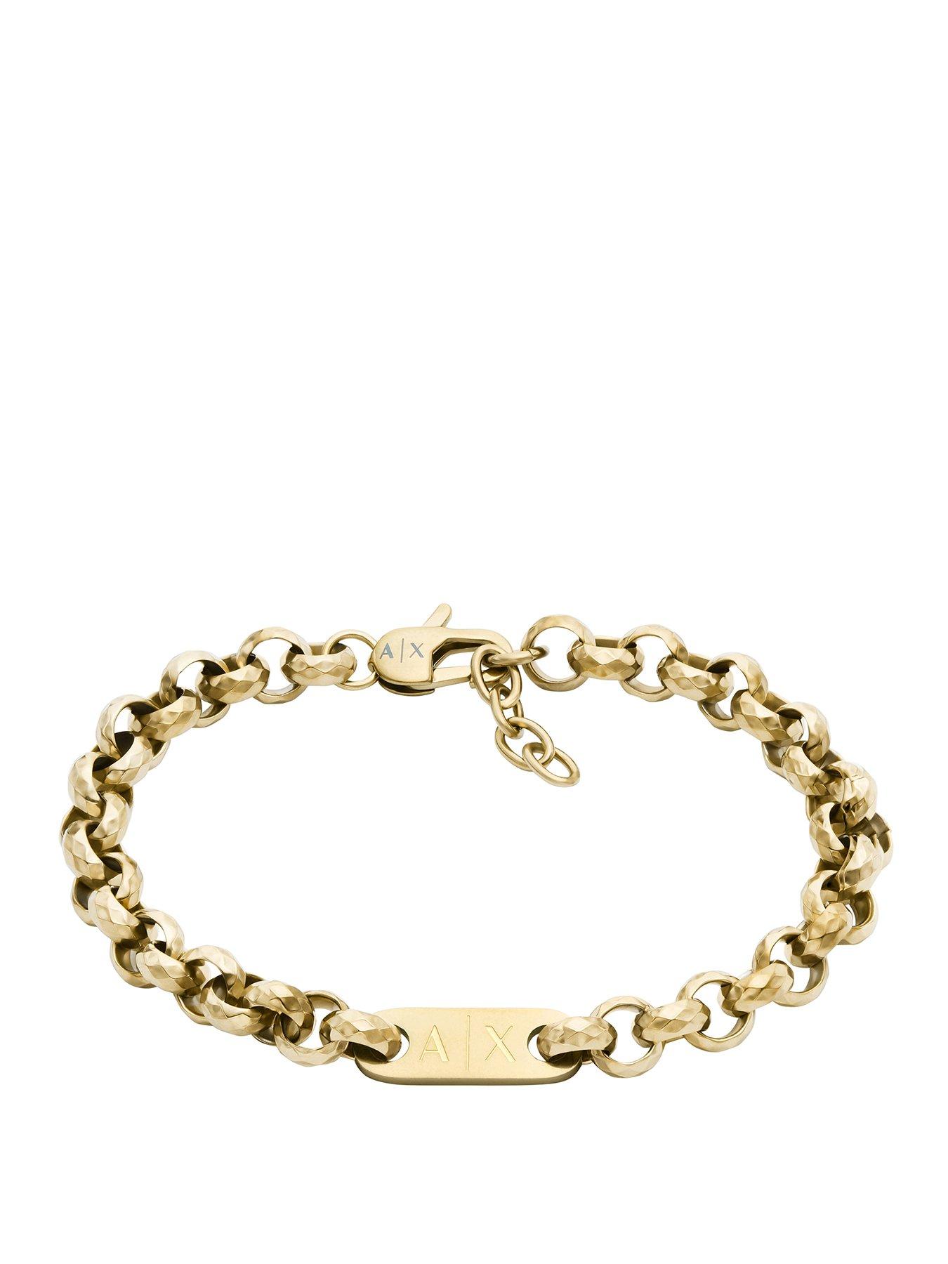 Armani Exchange Mens Stainless Steel Chain Bracelet, AXG0175710