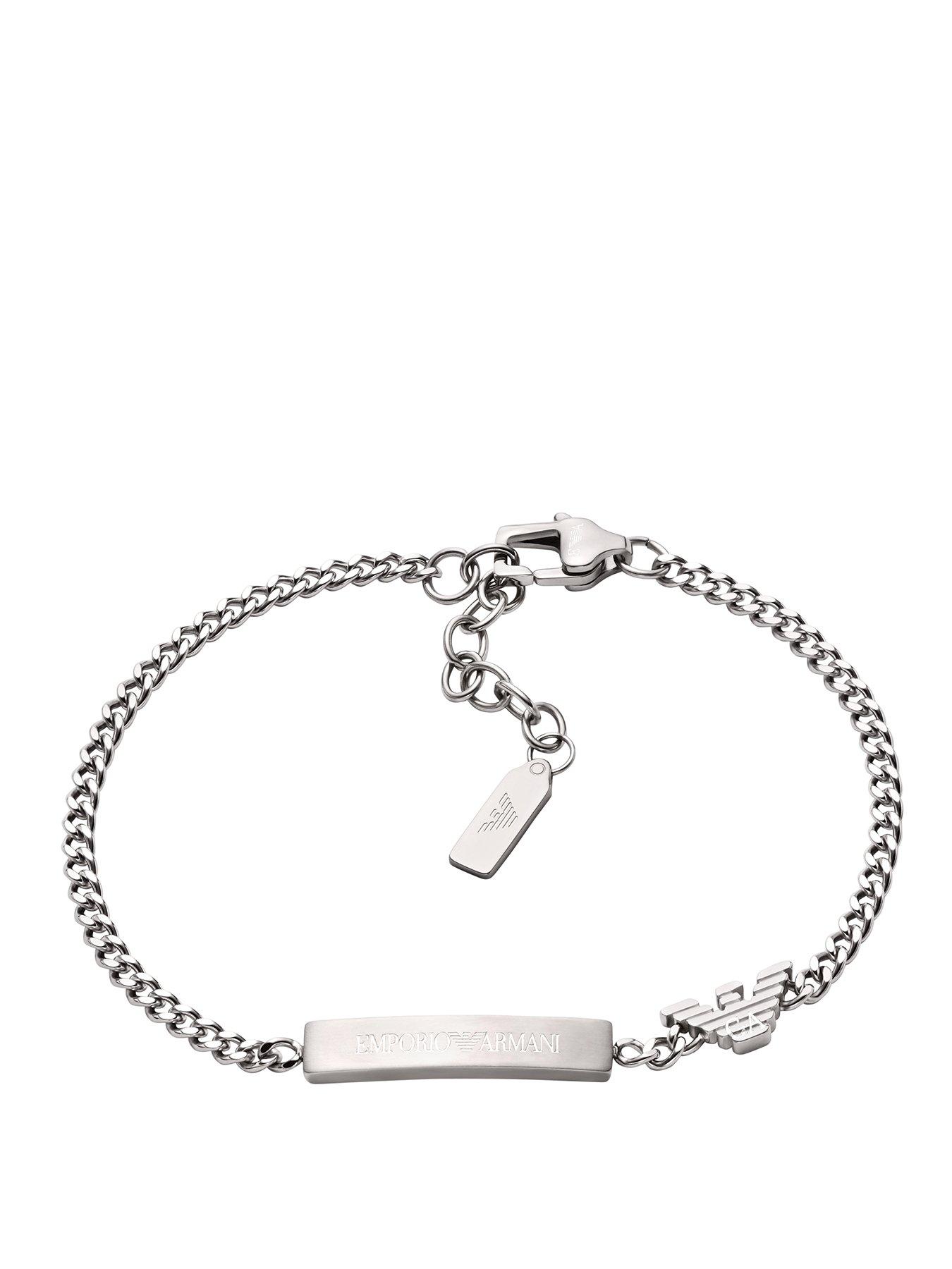 Emporio Armani Mens Stainless Steel ID Bracelet, EGS3310040, Silver, Men