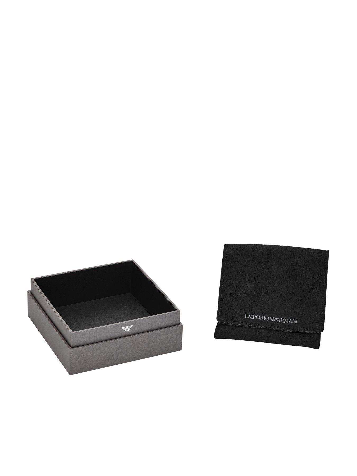 Image 4 of 4 of Emporio Armani Mens Silver-Tone Leather ID Bracelet, EGS3311040