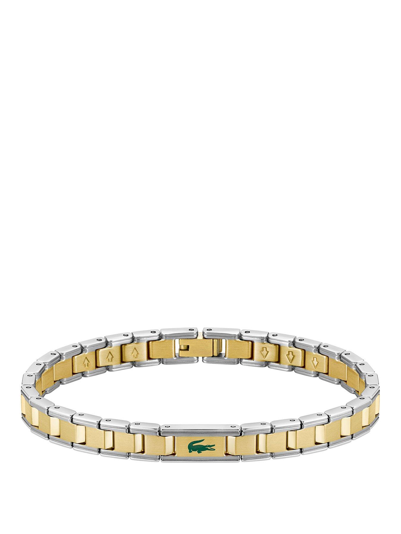 Lacoste Mens Metropole Edge Two Tone Stainless Steel and Gold IP Link Bracelet