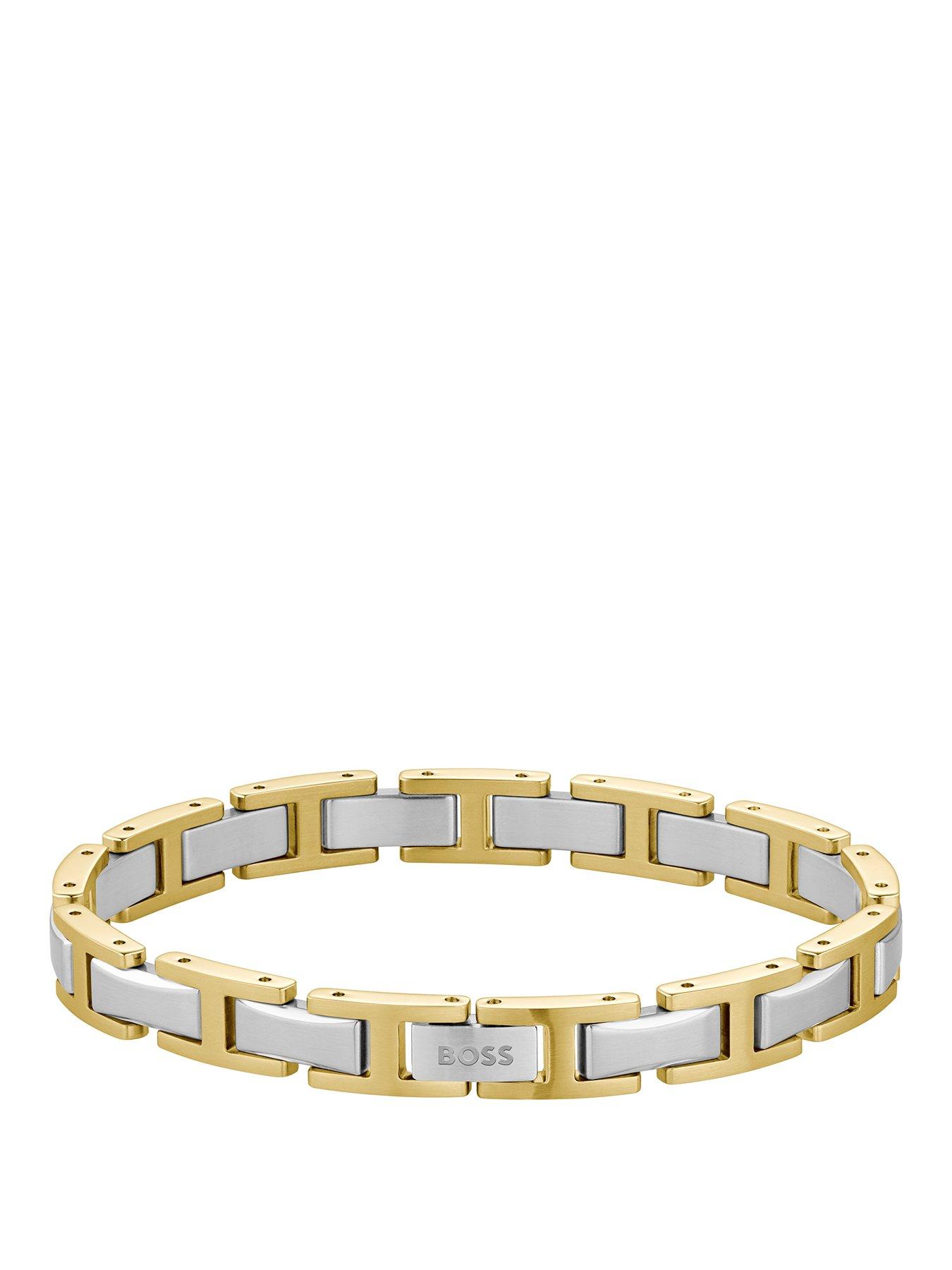 BOSS Gents Nolan Two Tone Gold IP and Stainless Steel Bracelet
