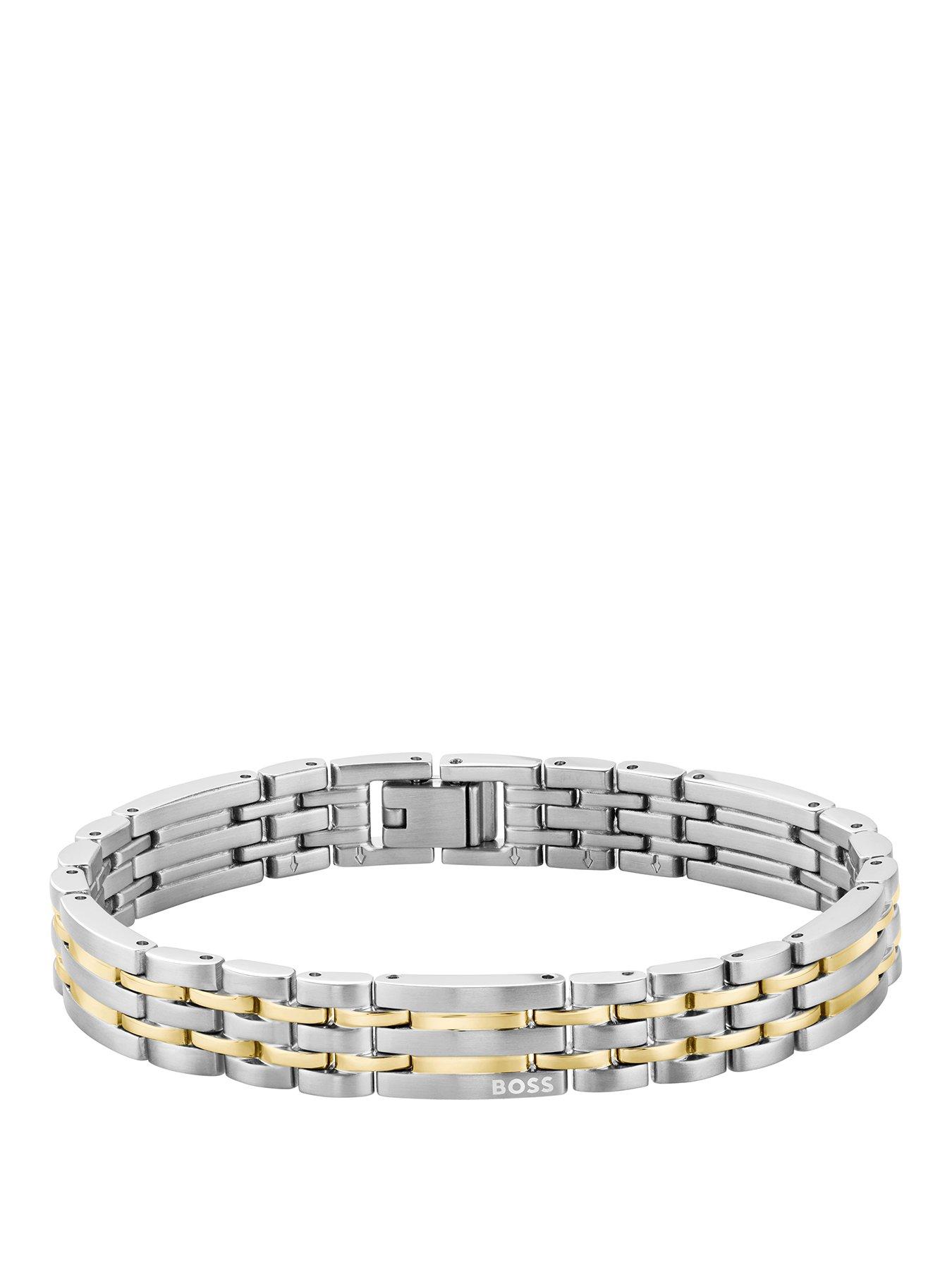 BOSS Gents Wesley Two Tone Gold IP and Stainless Steel Bracelet