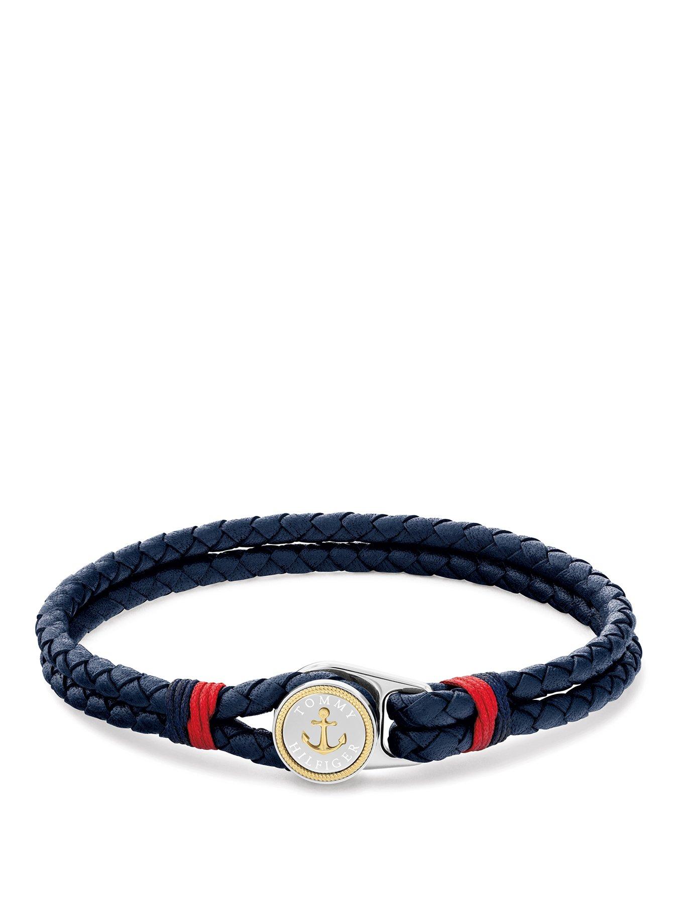 Tommy Hilfiger Men's Nautical Blue Leather Bracelet