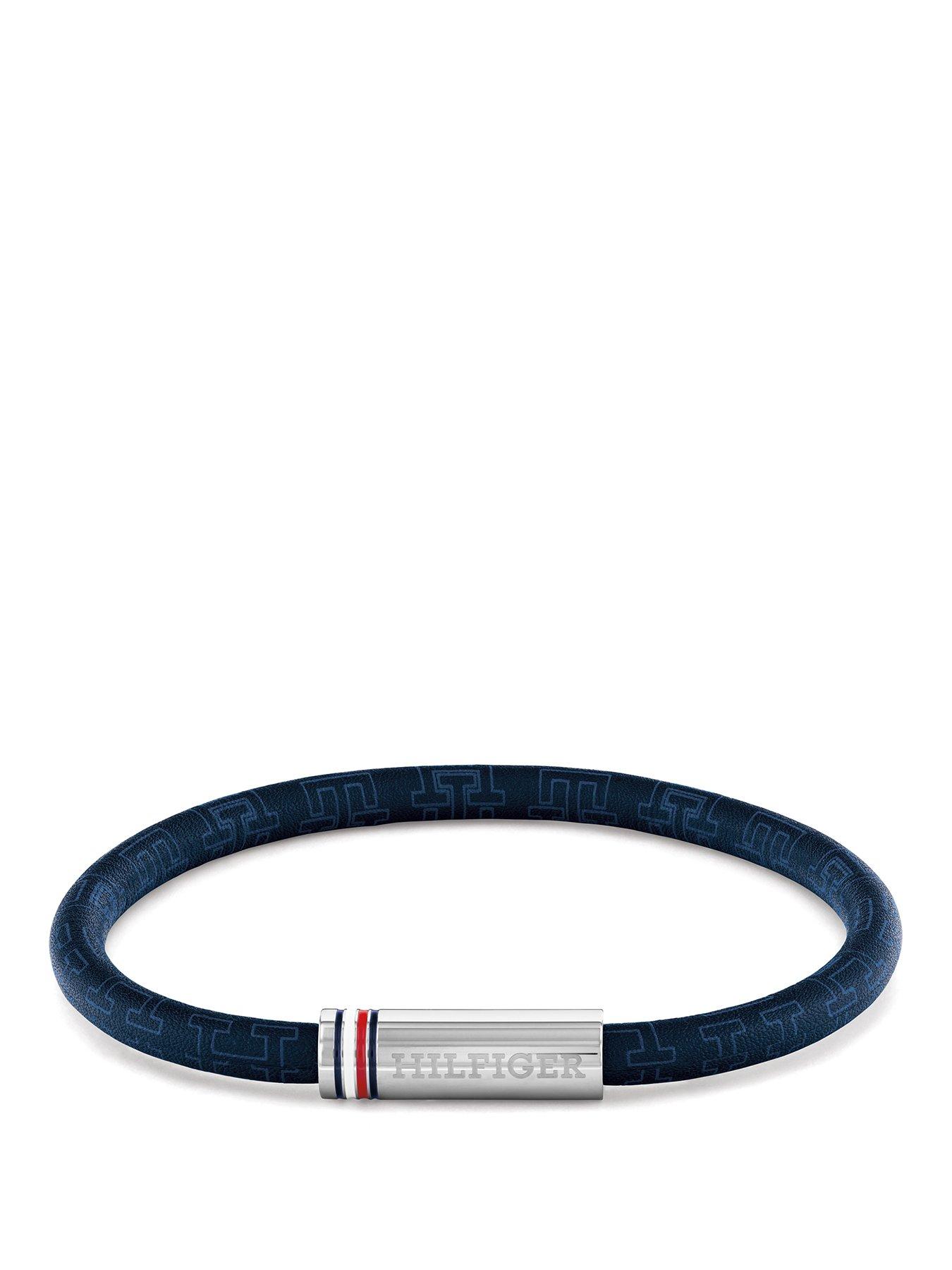 Tommy Hilfiger Men's Blue Cord Leather Bracelet