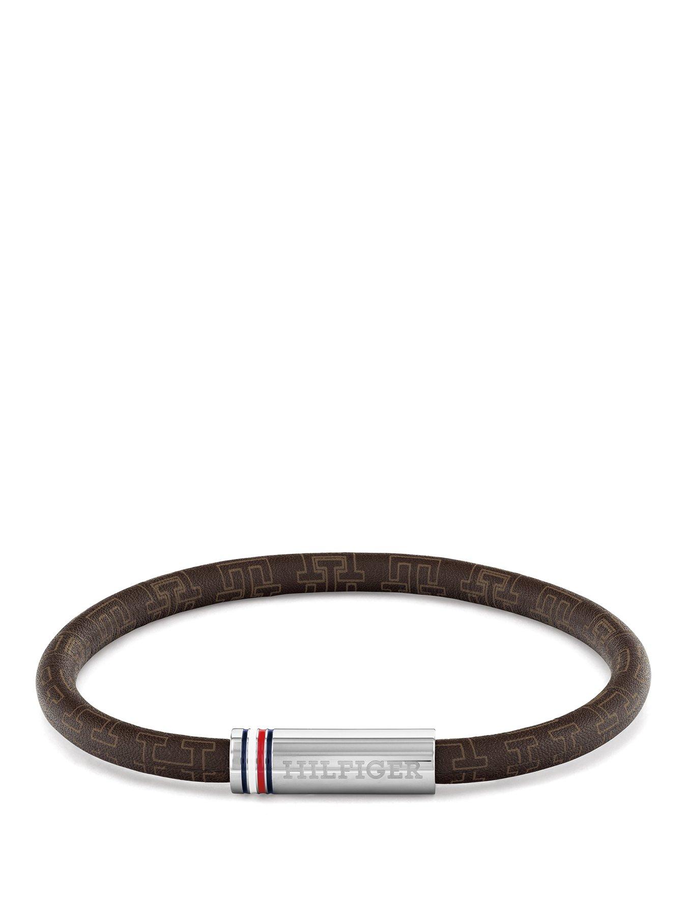 Tommy Hilfiger Men's Brown Cord Leather Bracelet