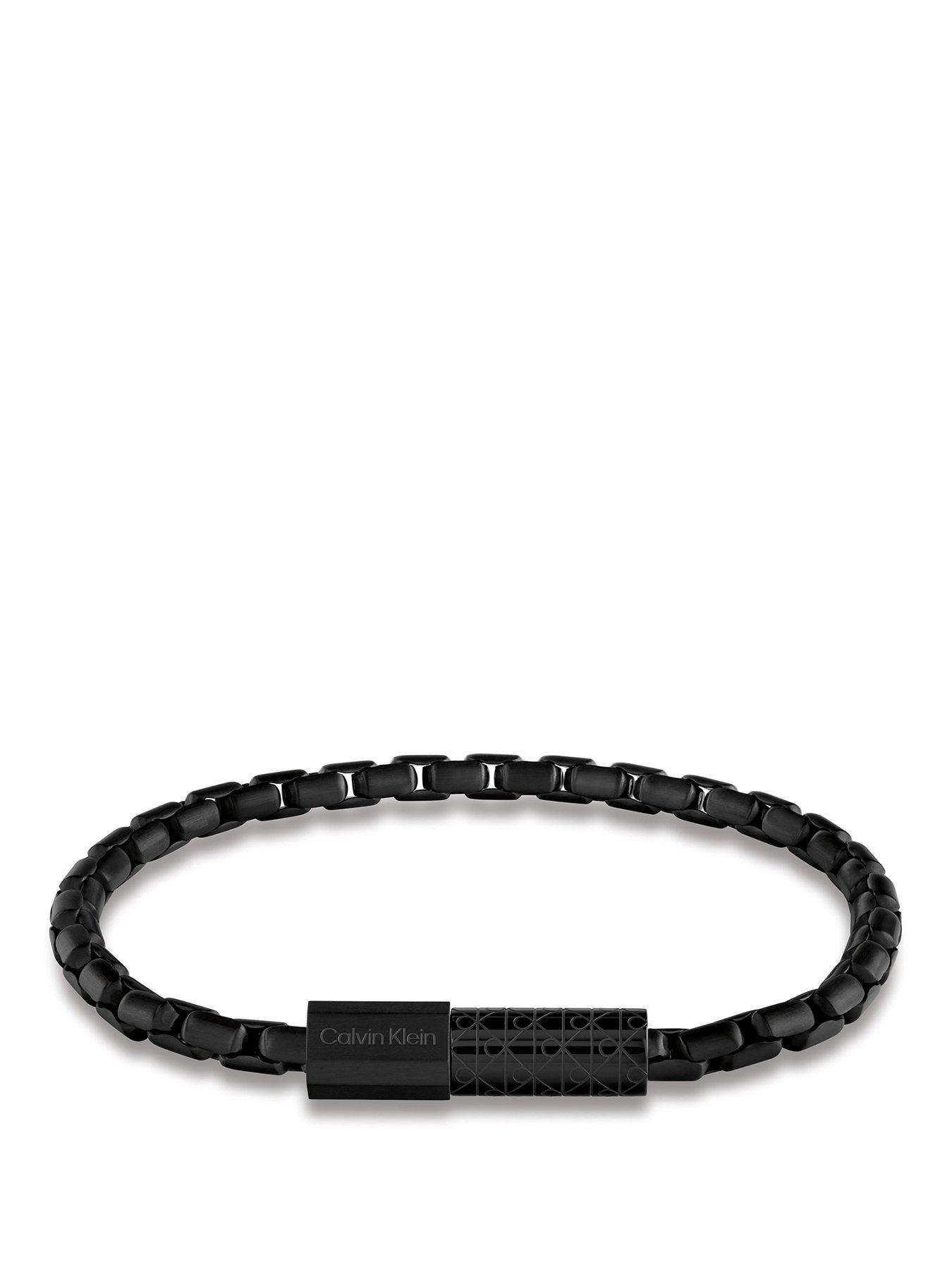 Calvin Klein Mens CK Contoured Barrel Black IP Bracelet