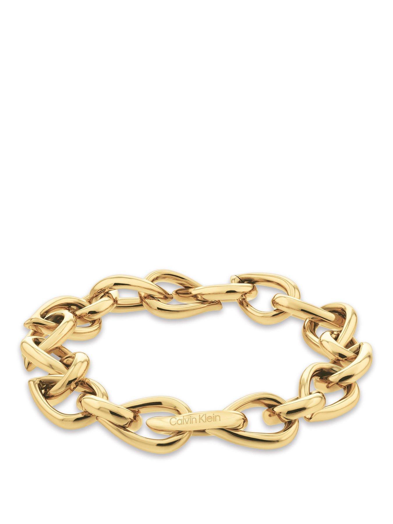 Calvin Klein Womens CK Sculptured Drops Gold Plated Bracelet