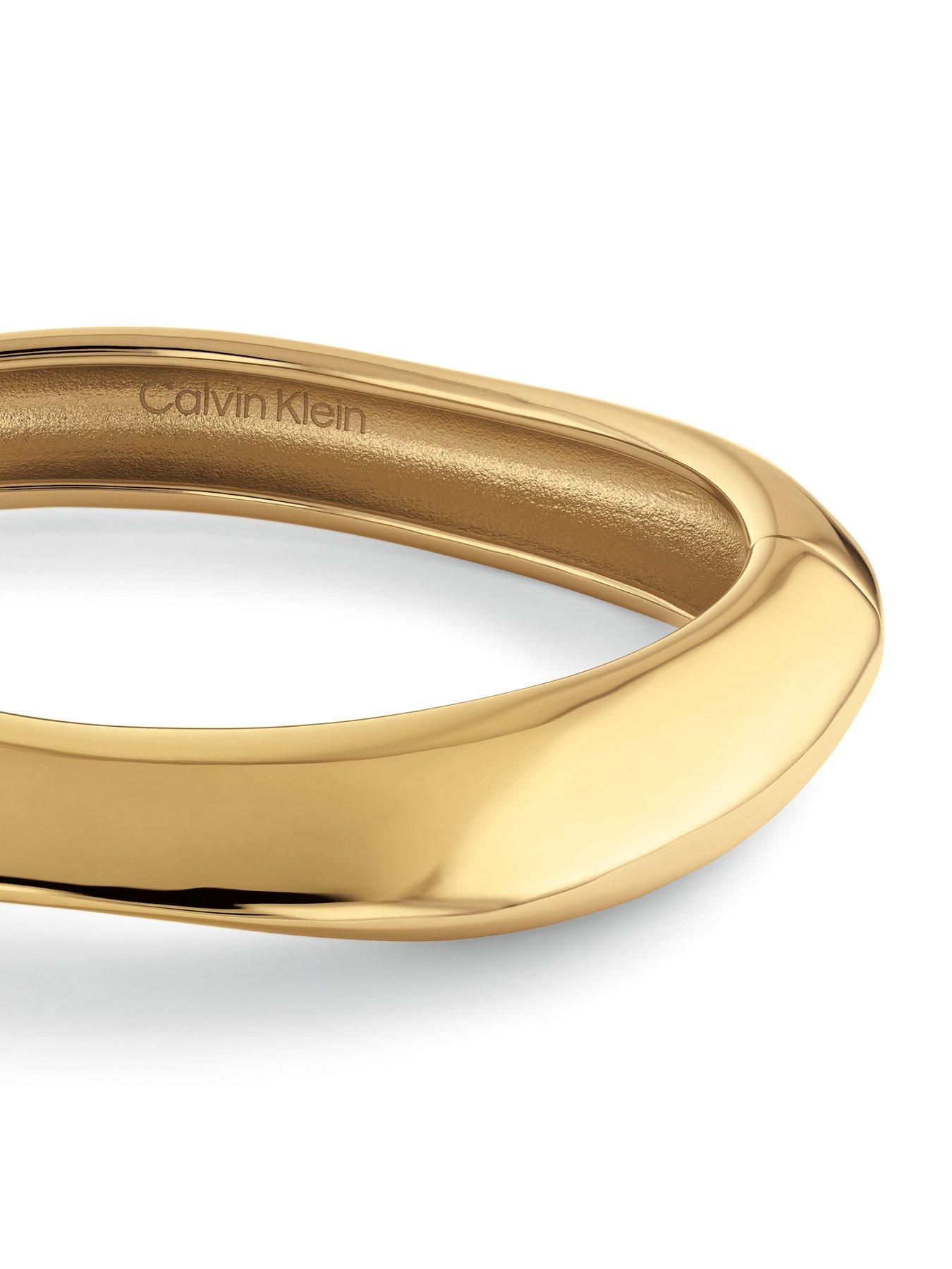 Image 2 of 4 of Calvin Klein Womens CK Sculpted Gold Plated Bangle