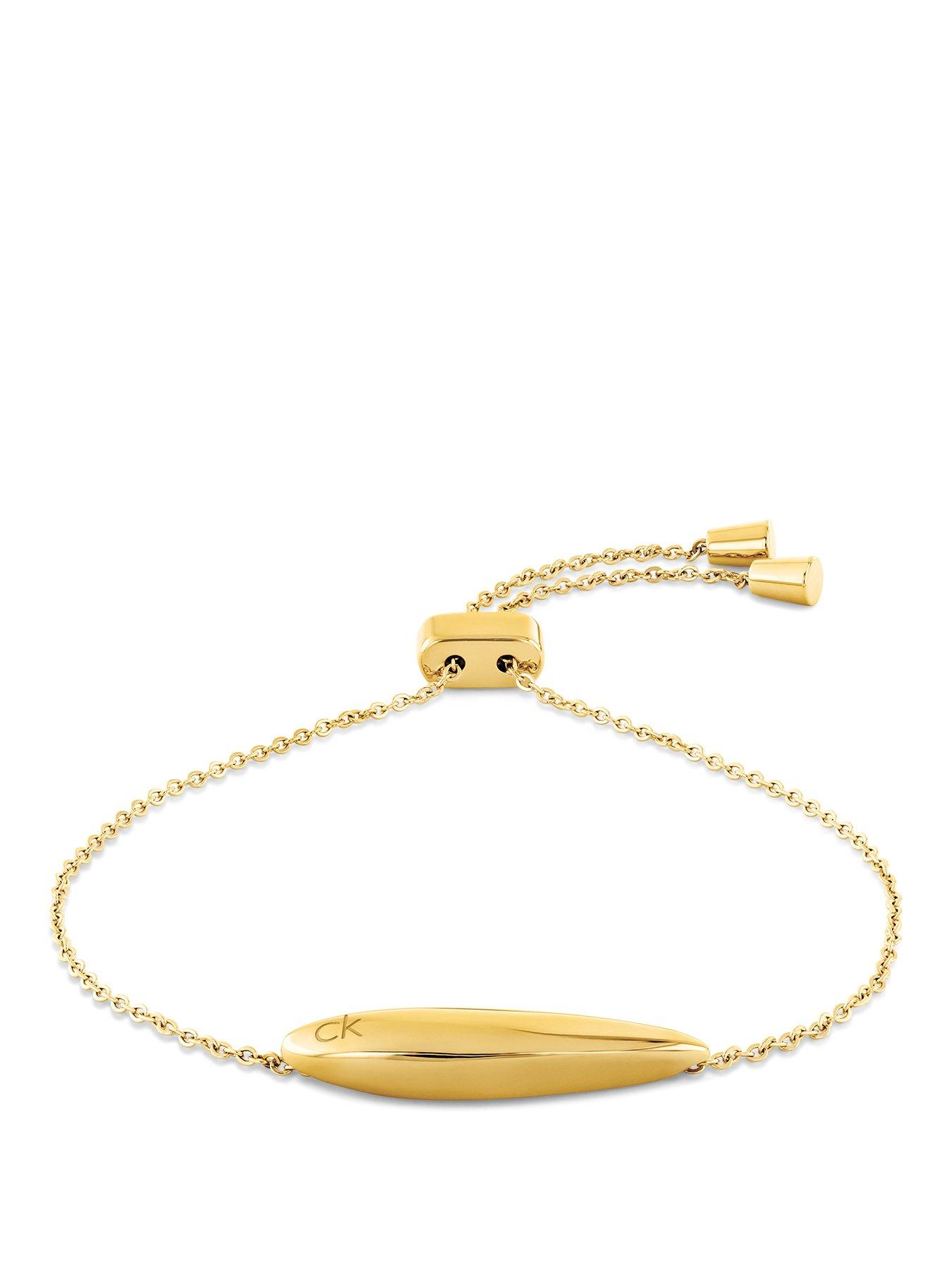Calvin Klein Womens CK Sculpted Gold Plated Bracelet