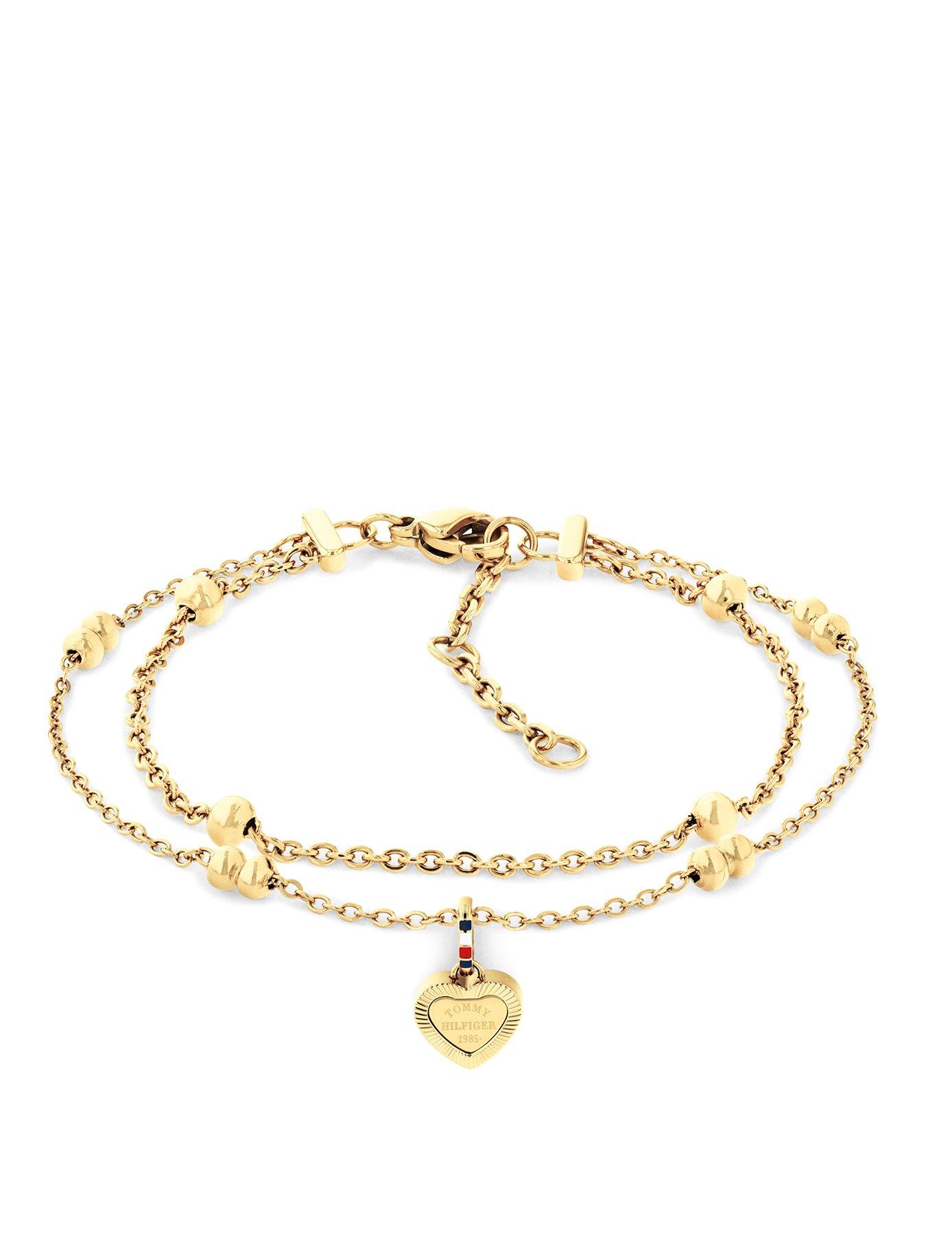 Tommy Hilfiger Womens Gold Played Layered Chain Bracelet
