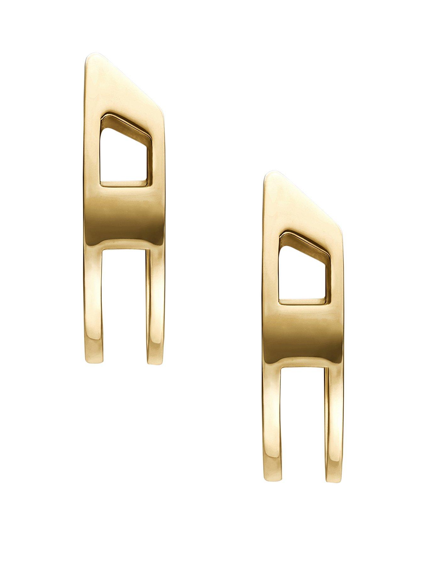 Diesel Unisex Gold-Tone Stainless Steel Hoop Earrings, DX1671710